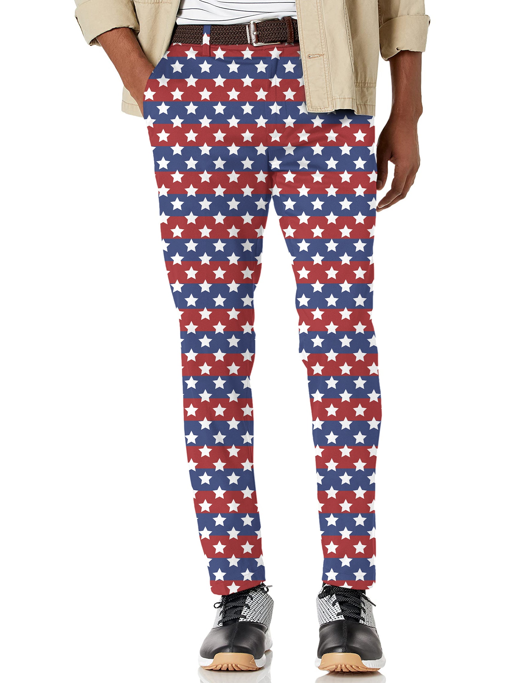 Men's US Flag Stars Stretch Golf pants trousers
