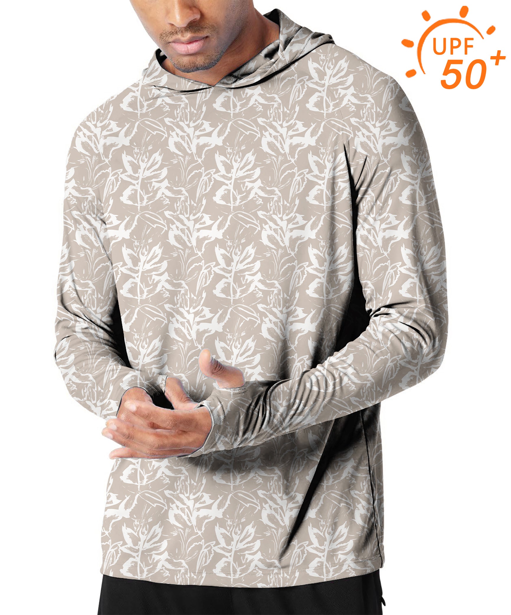 Men's Outdoor Khaki flowers Golf Sun Protection Slim Fit hoodies