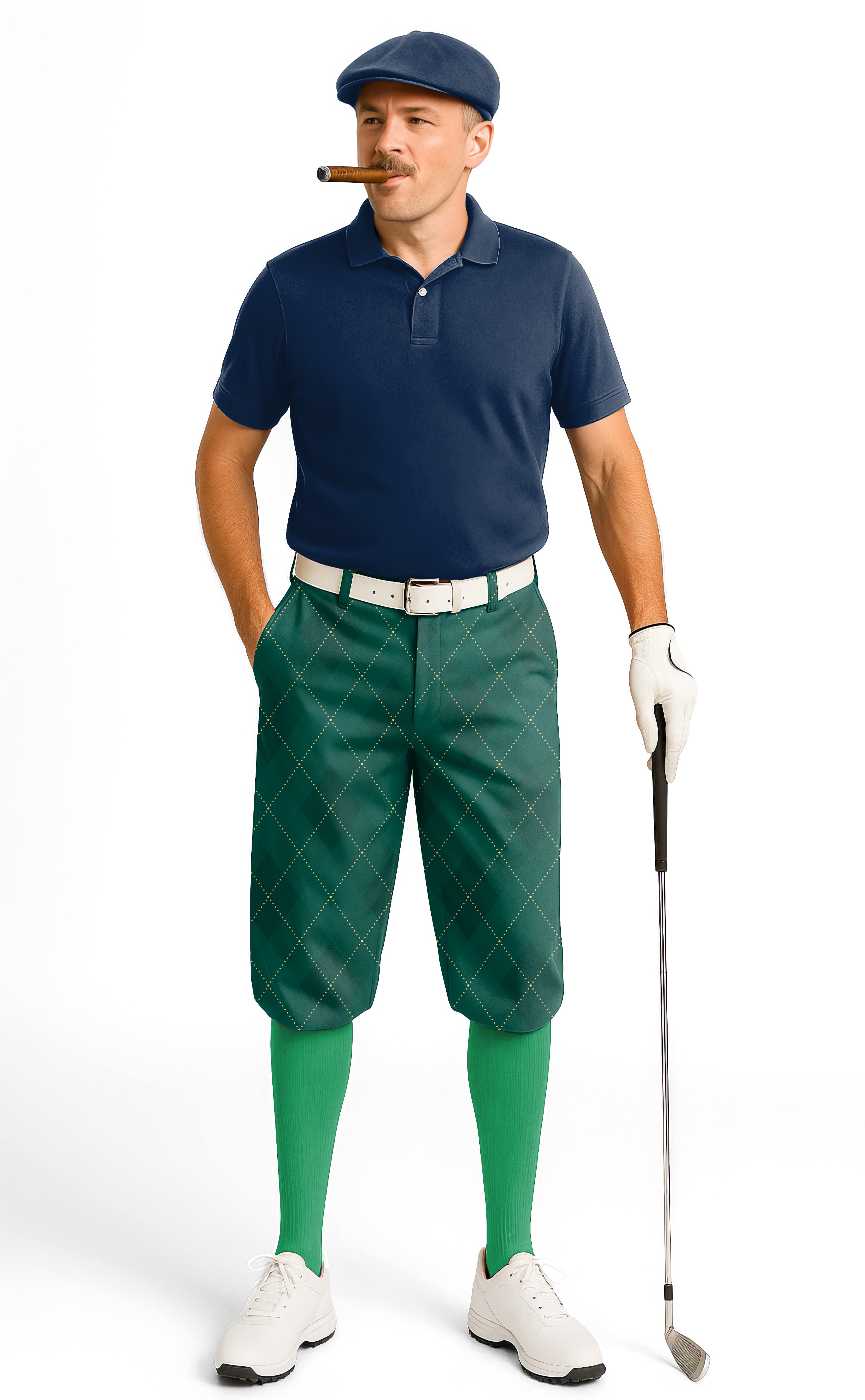 Green Argyle-Men's Golf Knickers Pants