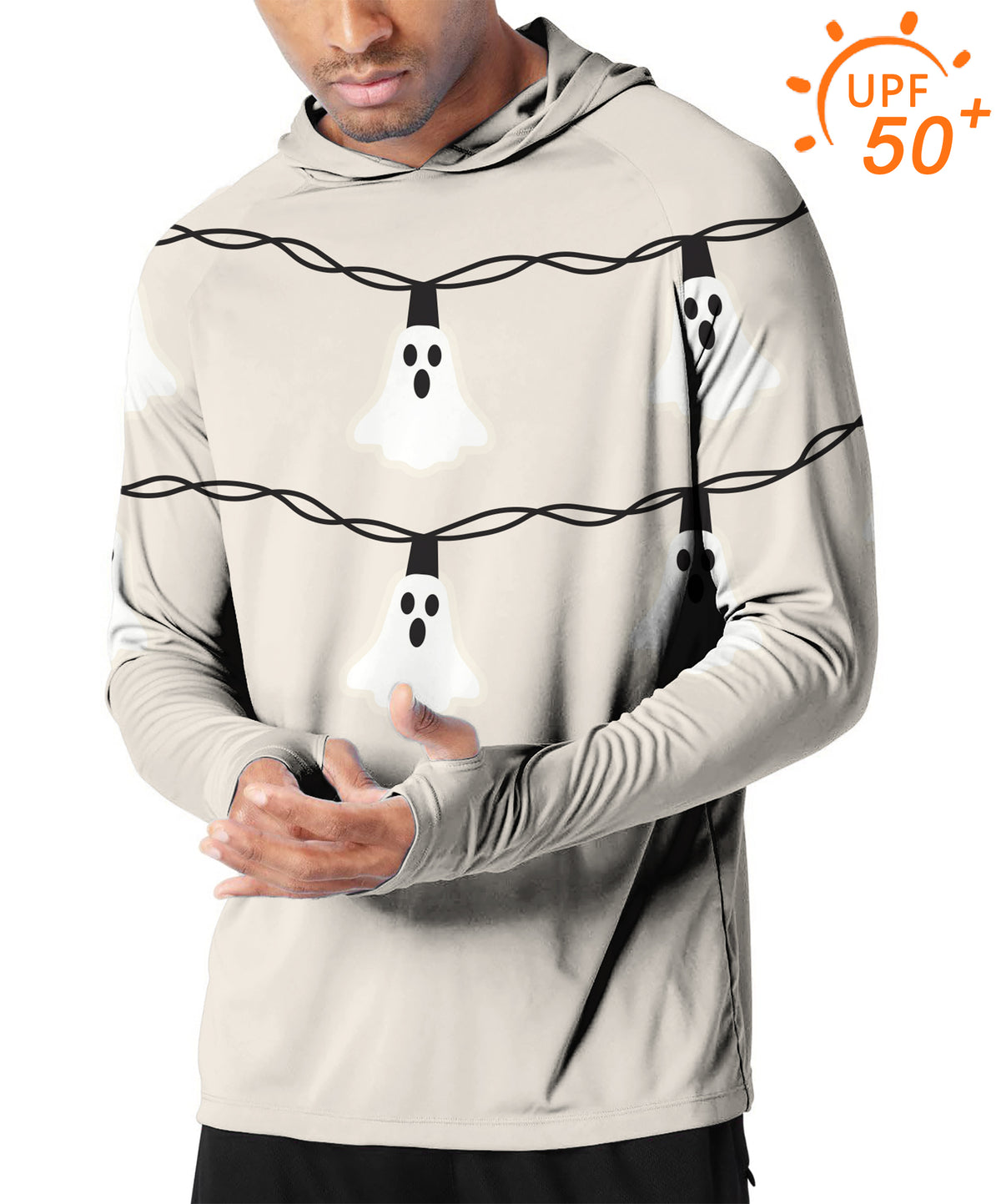 Men's Outdoor Halloween Ghost Light Golf Sun Protection Loose Fit hoodies