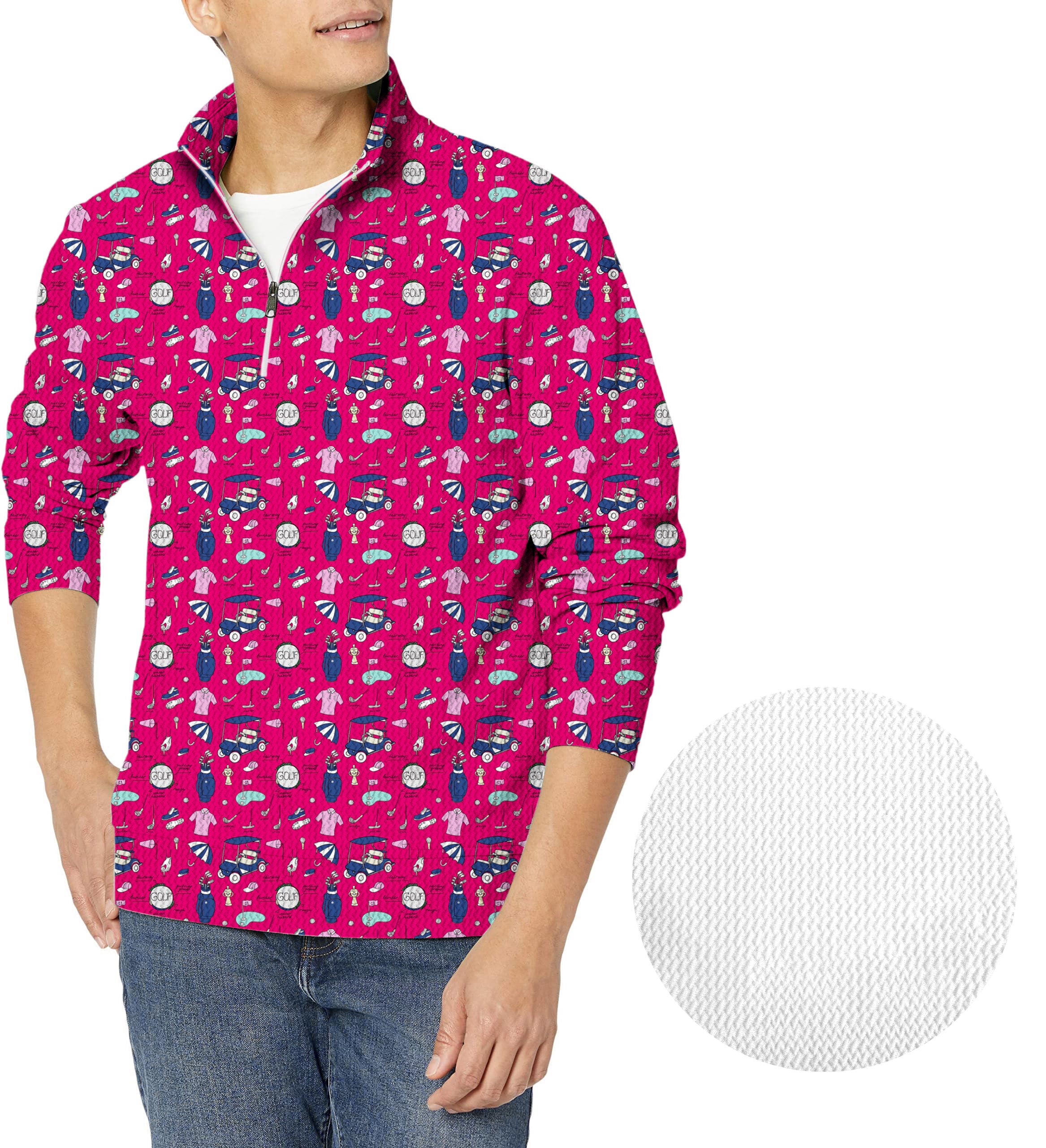 Cart Cruising-Men's Golf Waffle Zipper Pullover