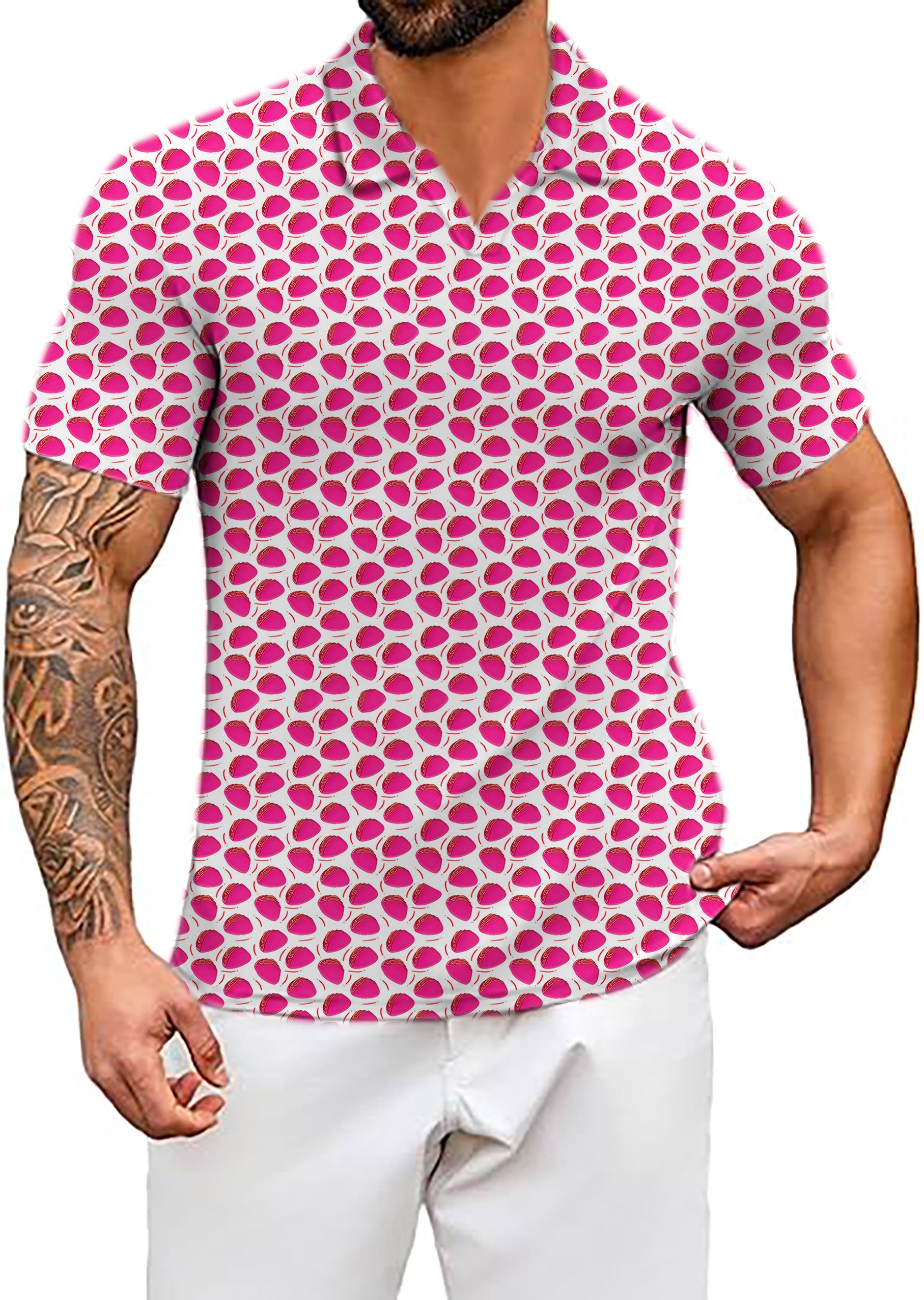 Men's TACO TUESDAY V Neck Golf Polo Shirts