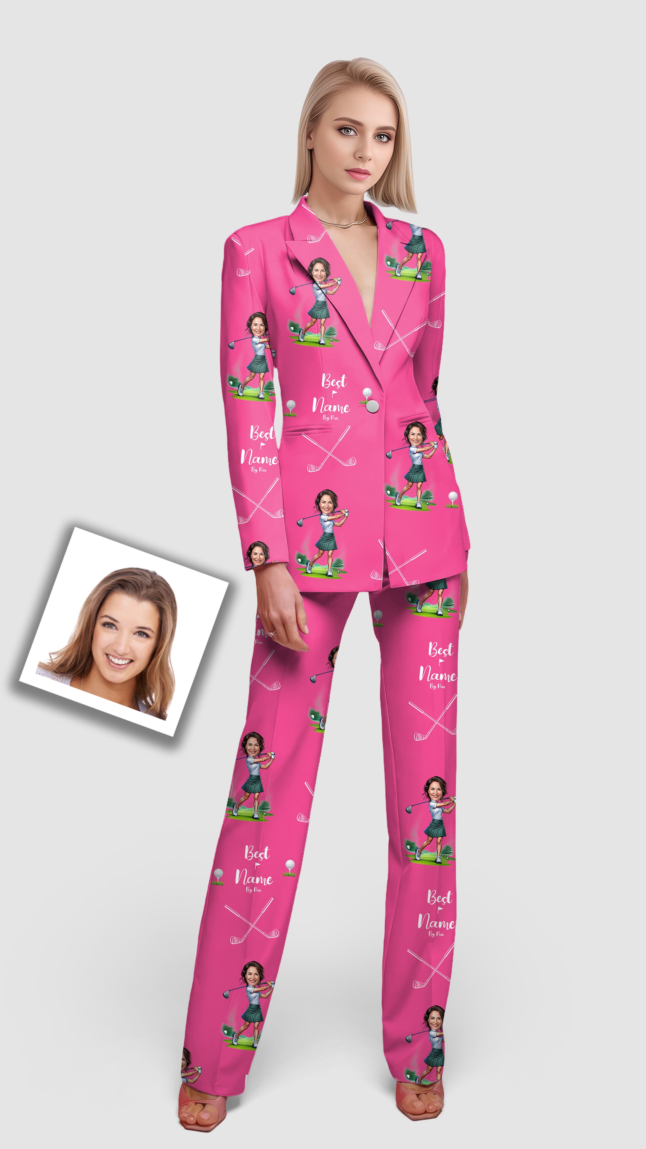 Custom Photo Face & Your Name-Women's Blazer Casual Work Office Blazer Suit set