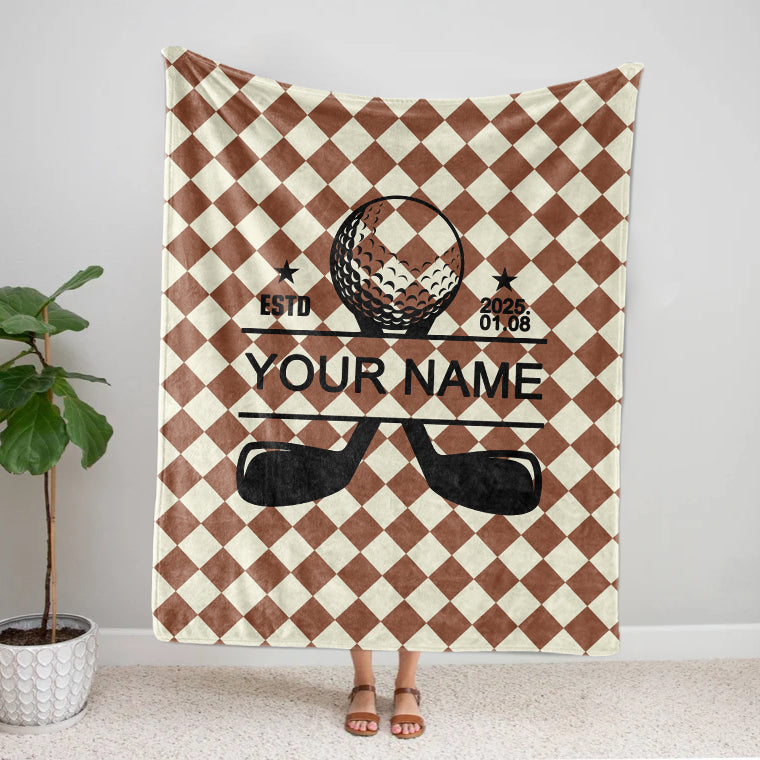 Personalized Your Date Name Golf Fleece Blanket | Sherpa Blanket Sports Team gift