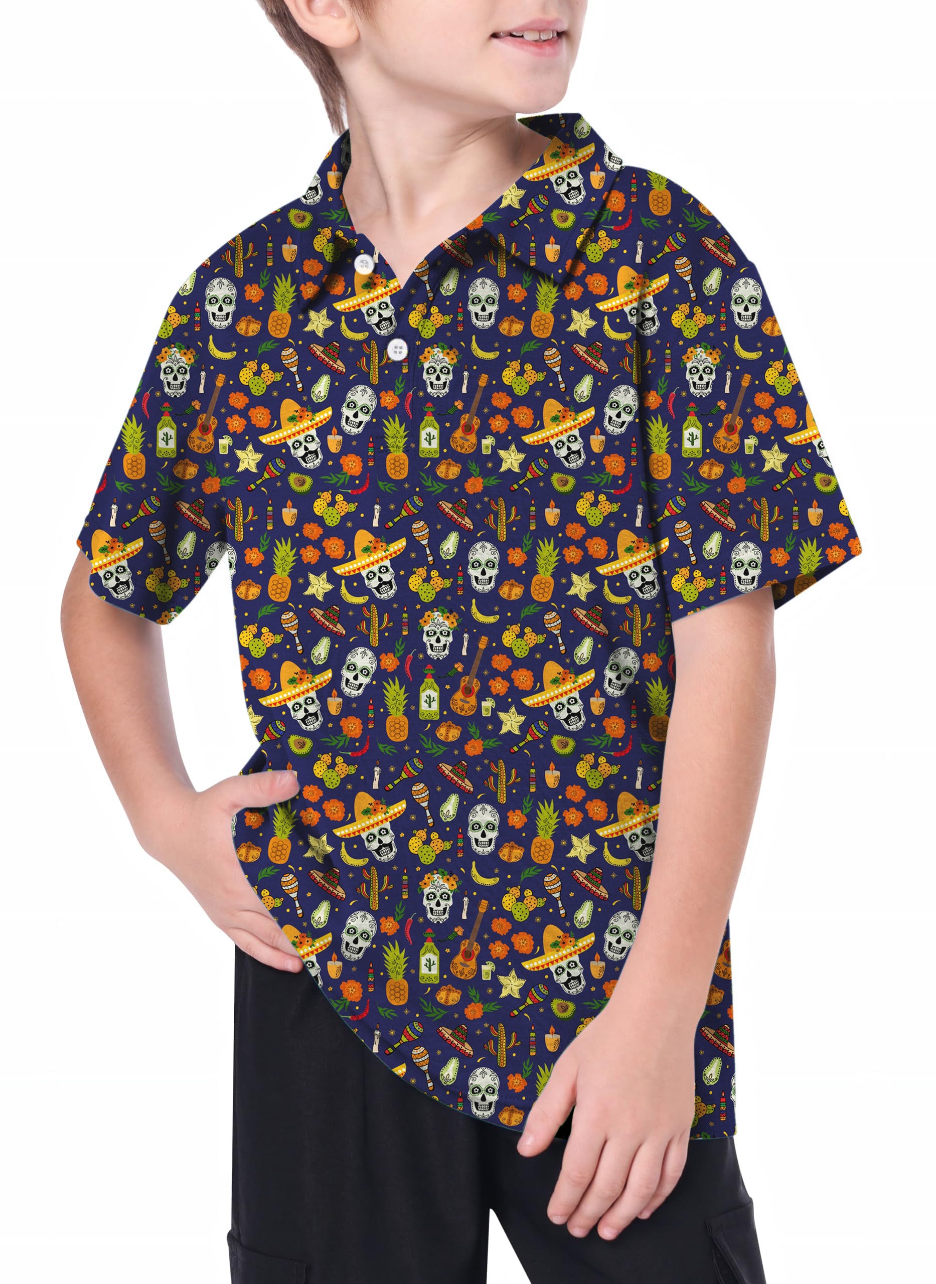 Youth Enthusiastic Skull Golf Polo