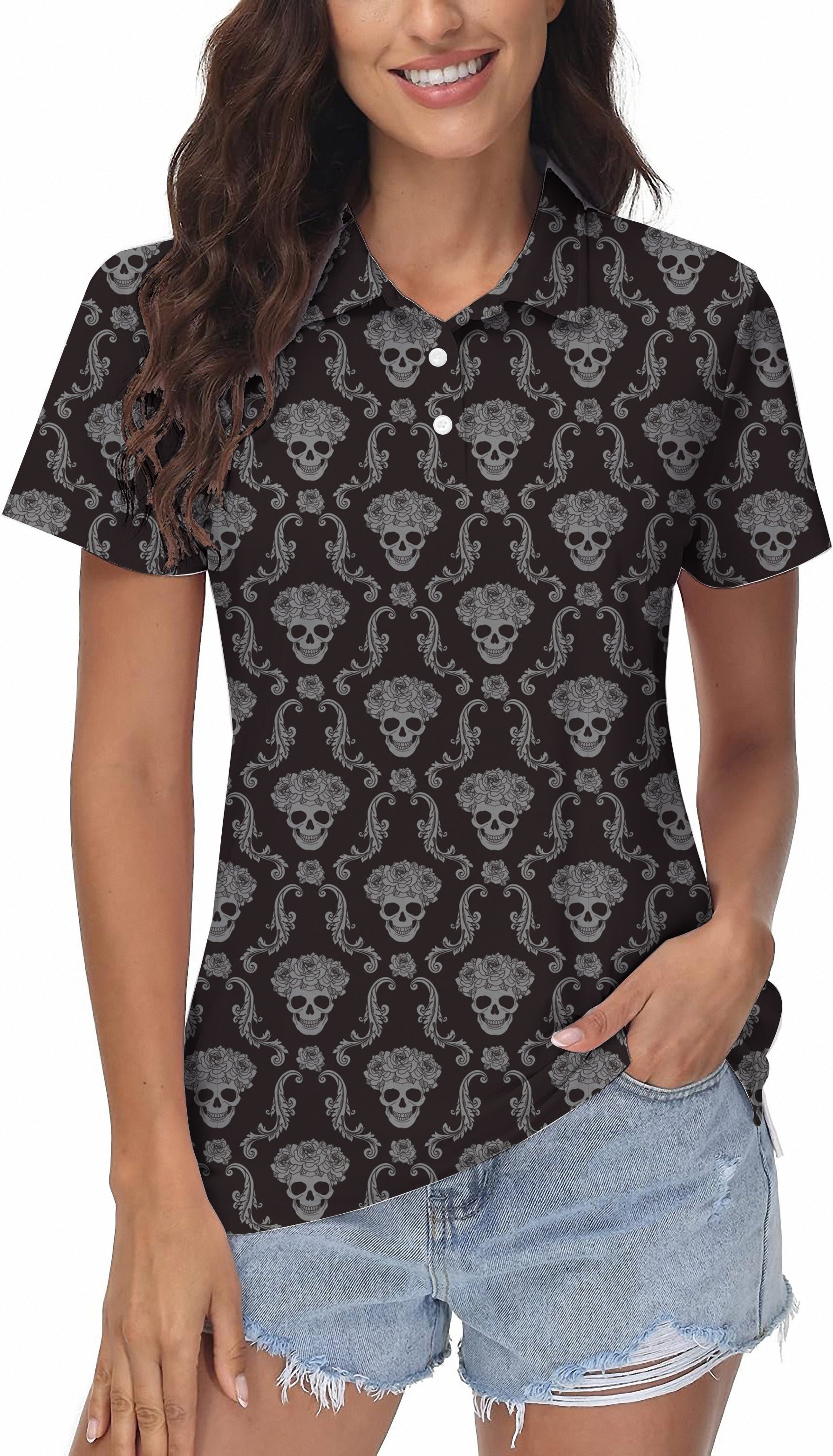 Halloween Classic Skull Women's Golf Polo
