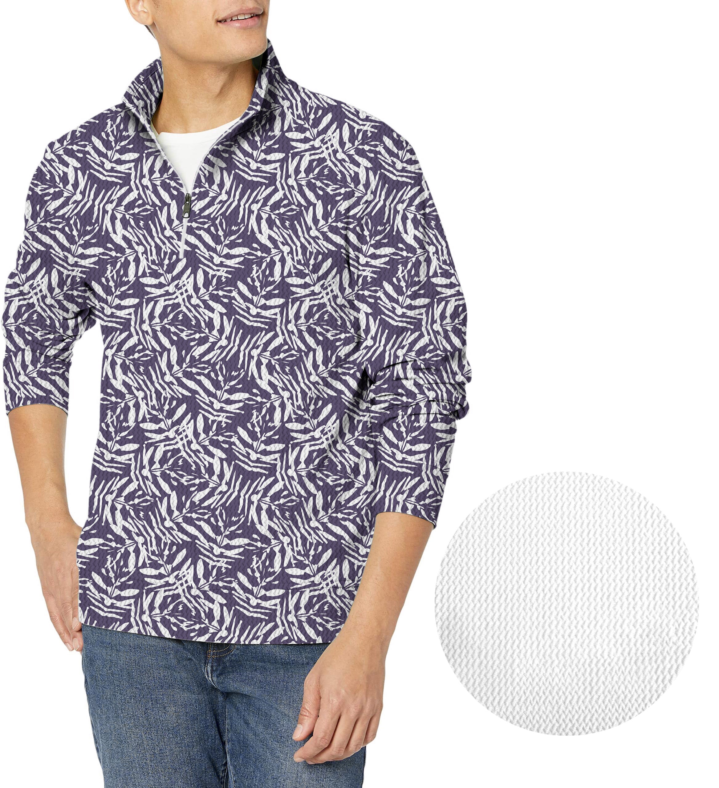 abstract Navy-Men's Golf Waffle Zipper Pullover