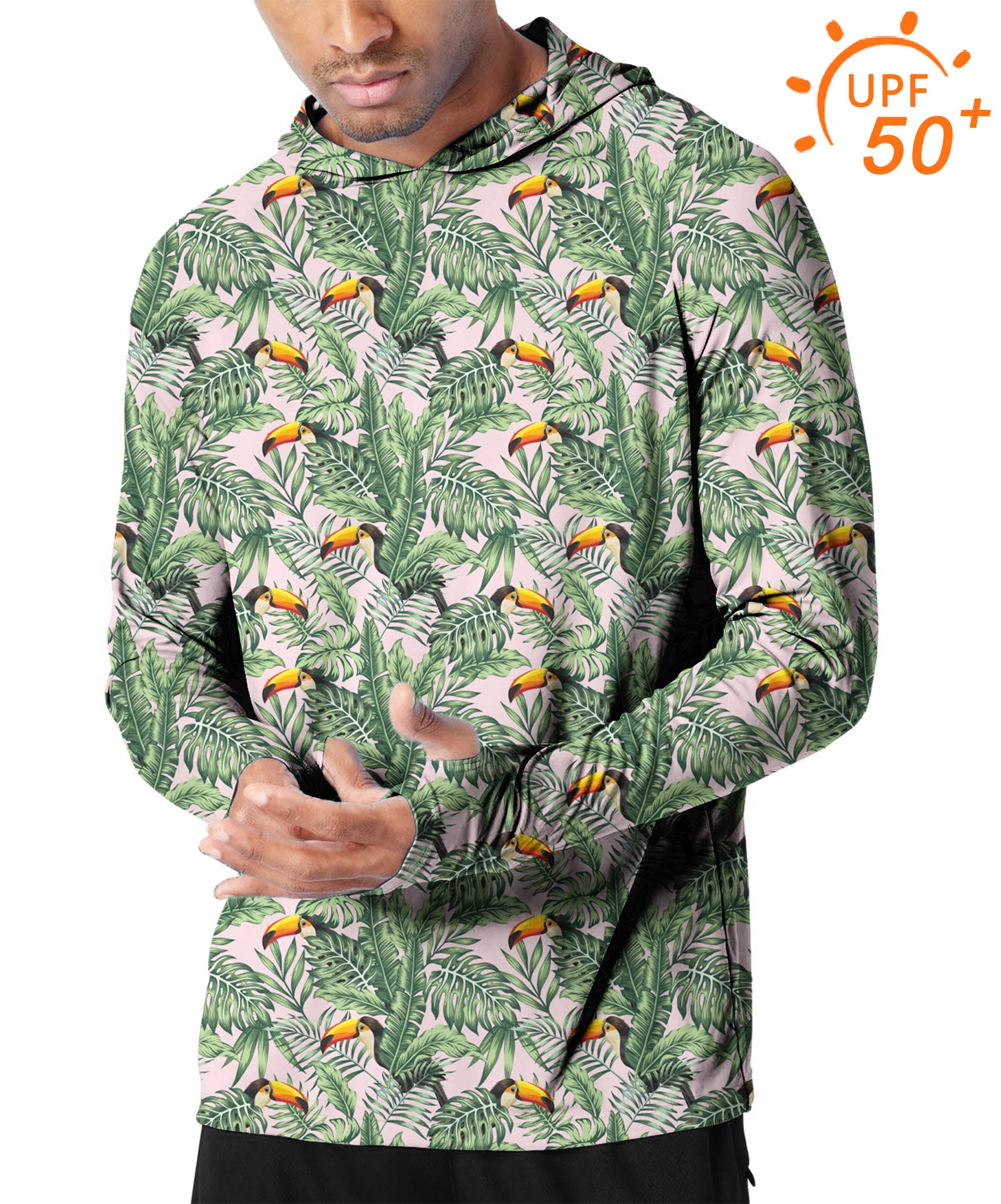 Men's Outdoor Flamingo green leaves Golf Sun Protection Slim Fit hoodies