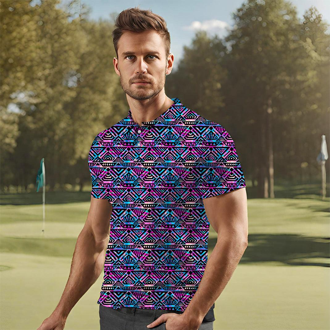 Men's Purple grid golf polo