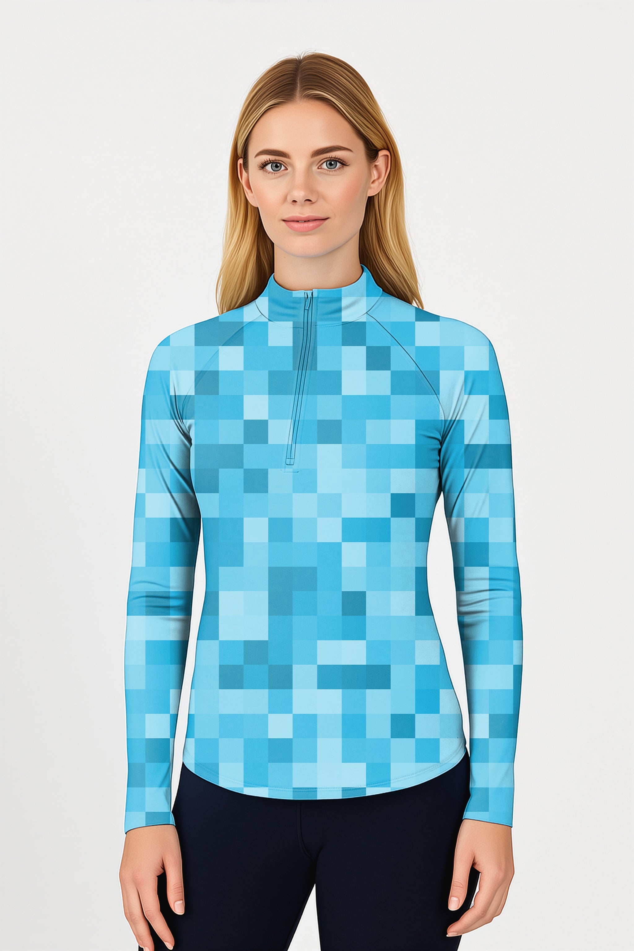 Blue Pixel Big  Women's Golf Active 3/4 Zip Top