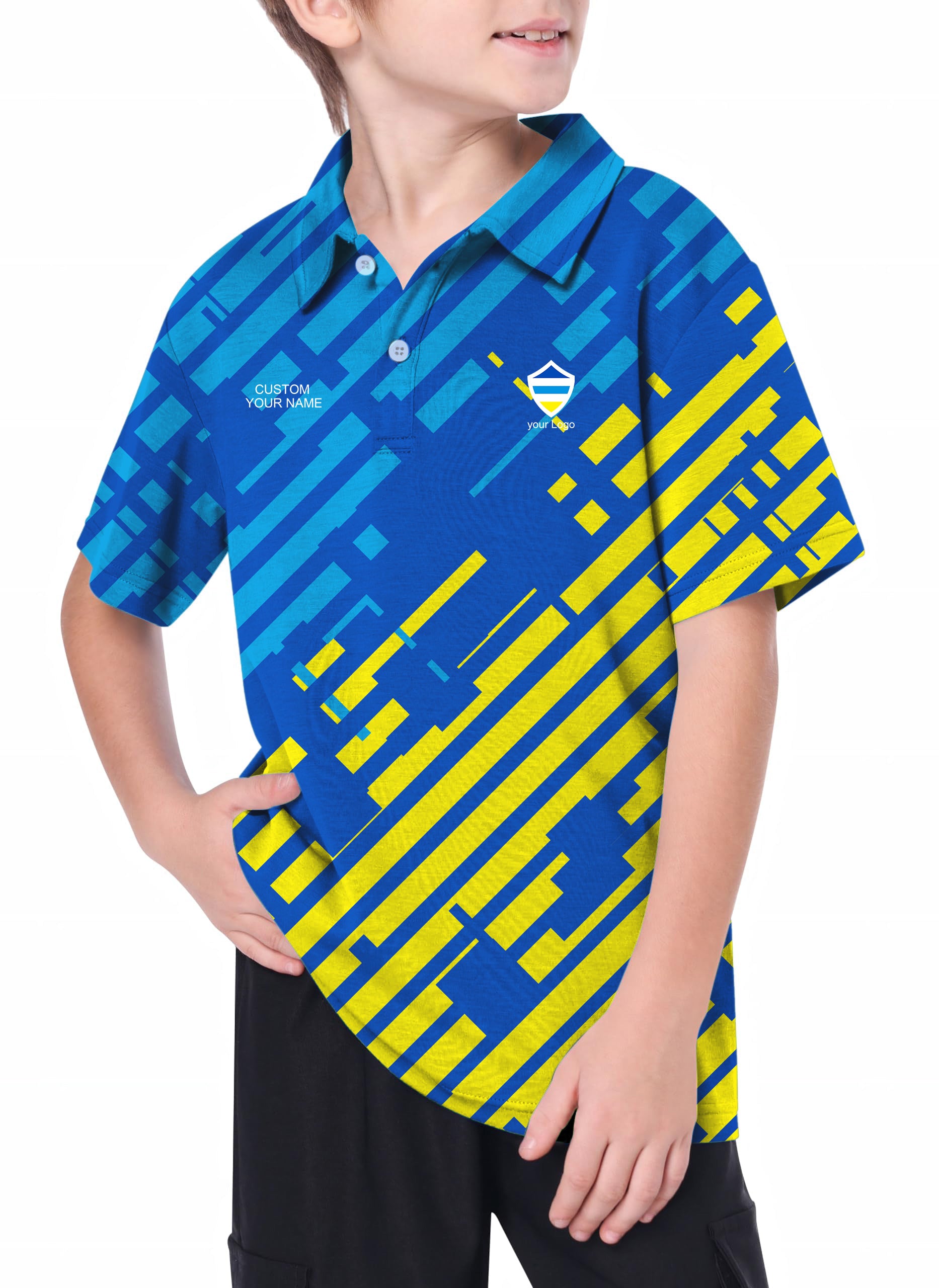 Youth blue yellow sport Team Golf Polo