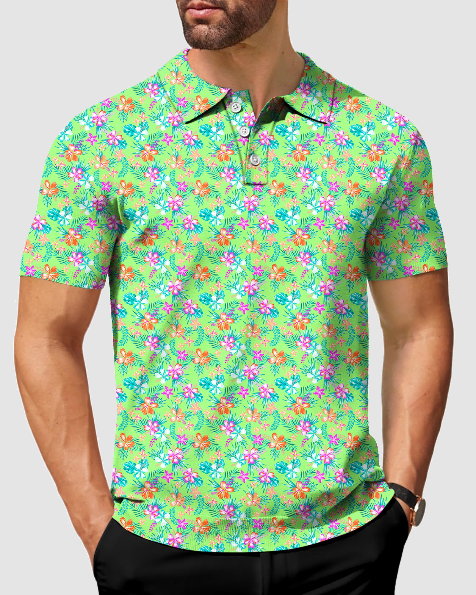 Men's Vibrant Blossom Golf Polo
