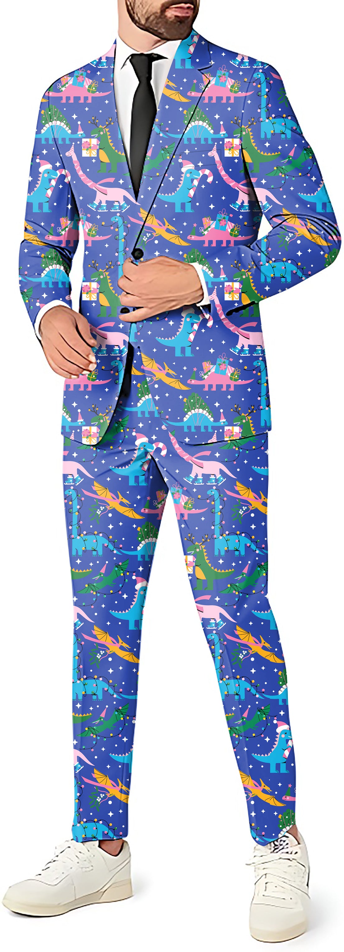 Christmas Dinosaur Men's Party Costumes-Theme Party 2 or 3pcs Suit set-Blazer Pants & Vest