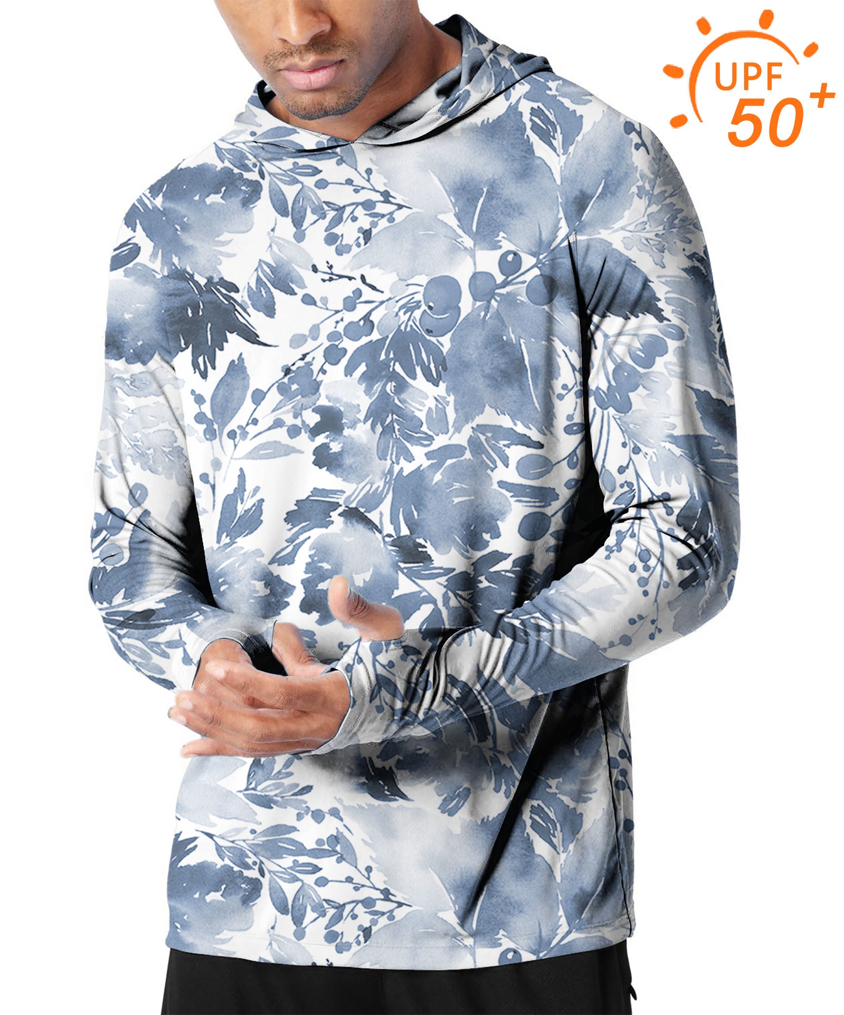 Men's Outdoor BLUE LEAVES Golf Sun Protection Slim Fit hoodies