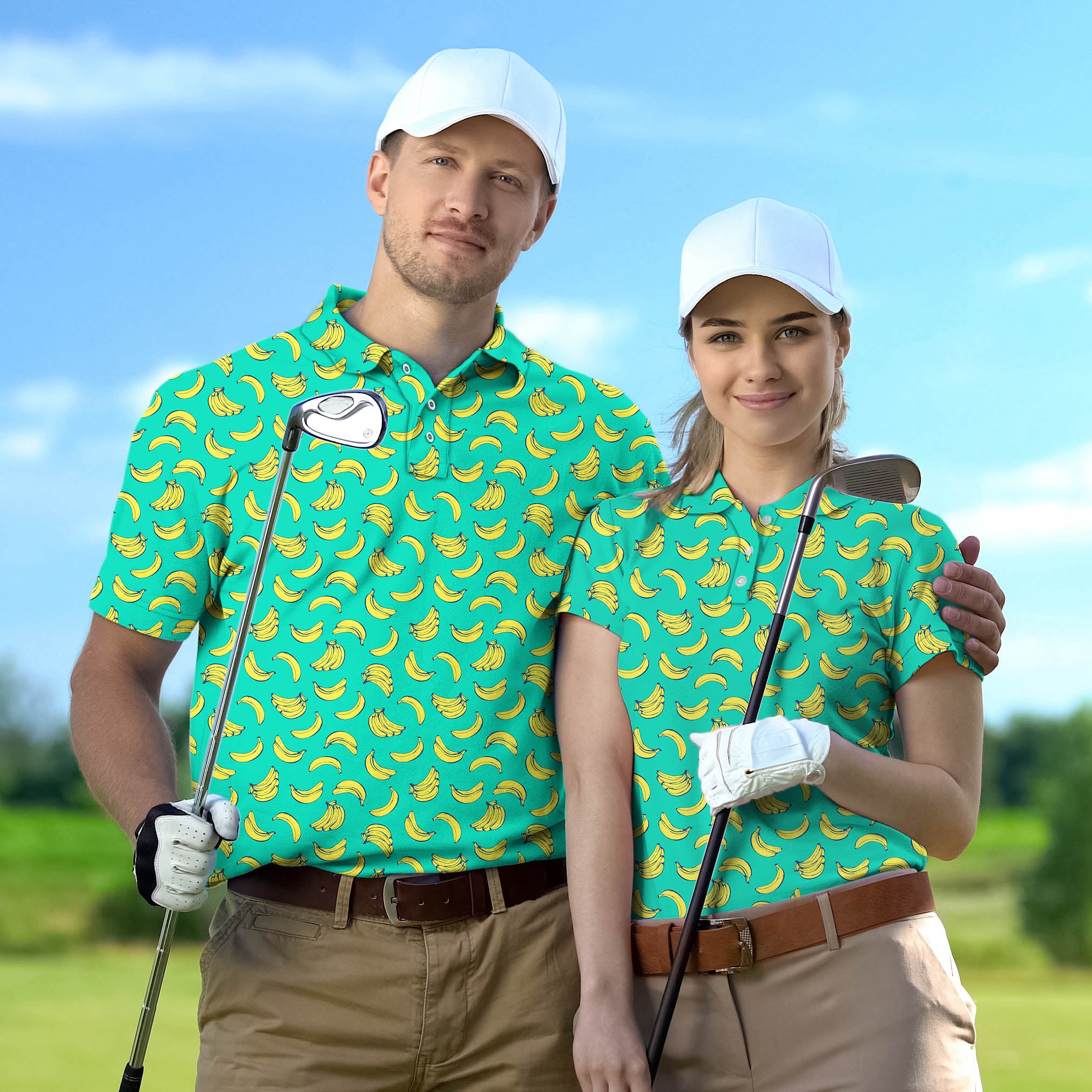 Golf Polo Couple Family set Banana Summer