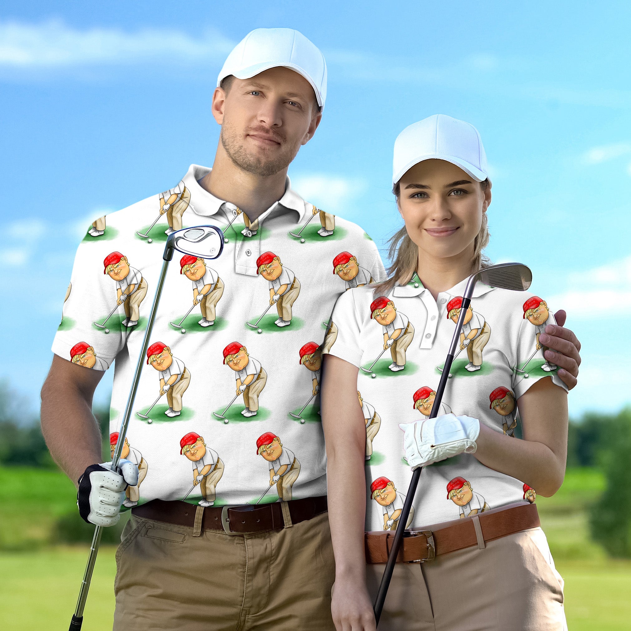 Golf Polo Couple Family set Trump Presidential tournament