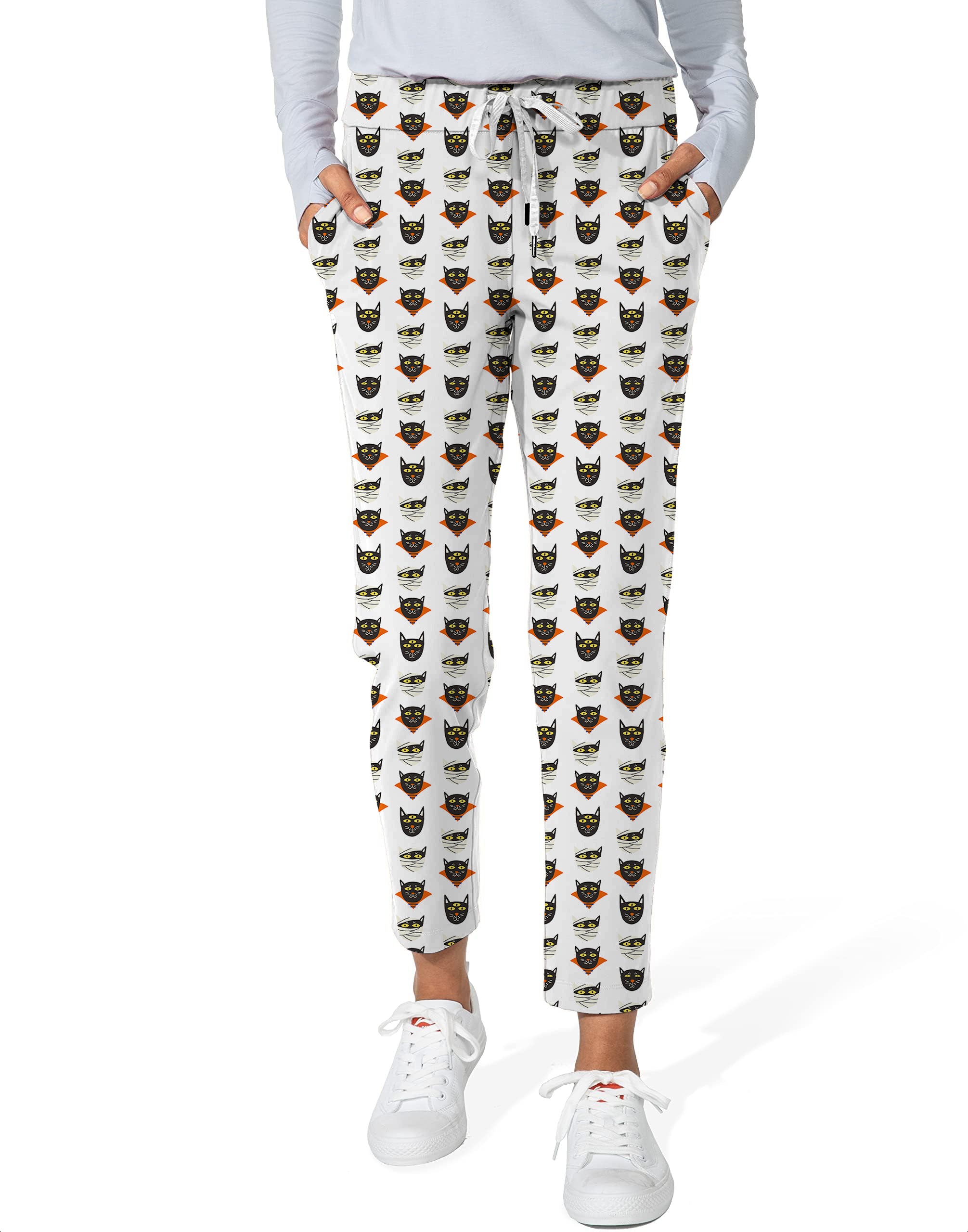 Halloween Mummy Cat Custom The Background Color Women's 7/8 Stretch Ankle Golf Pants