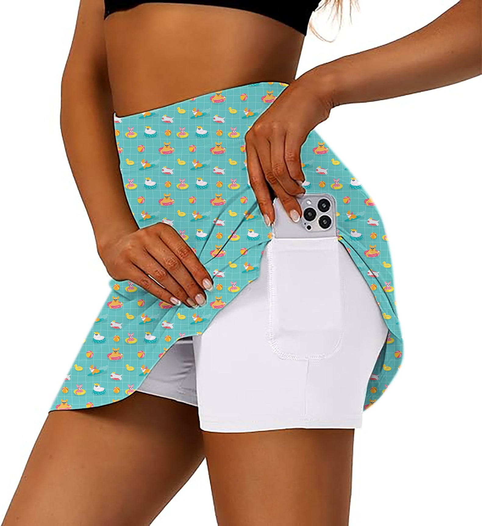 Women's Dog Pool Time Golf Skirts Inner Shorts Pocket