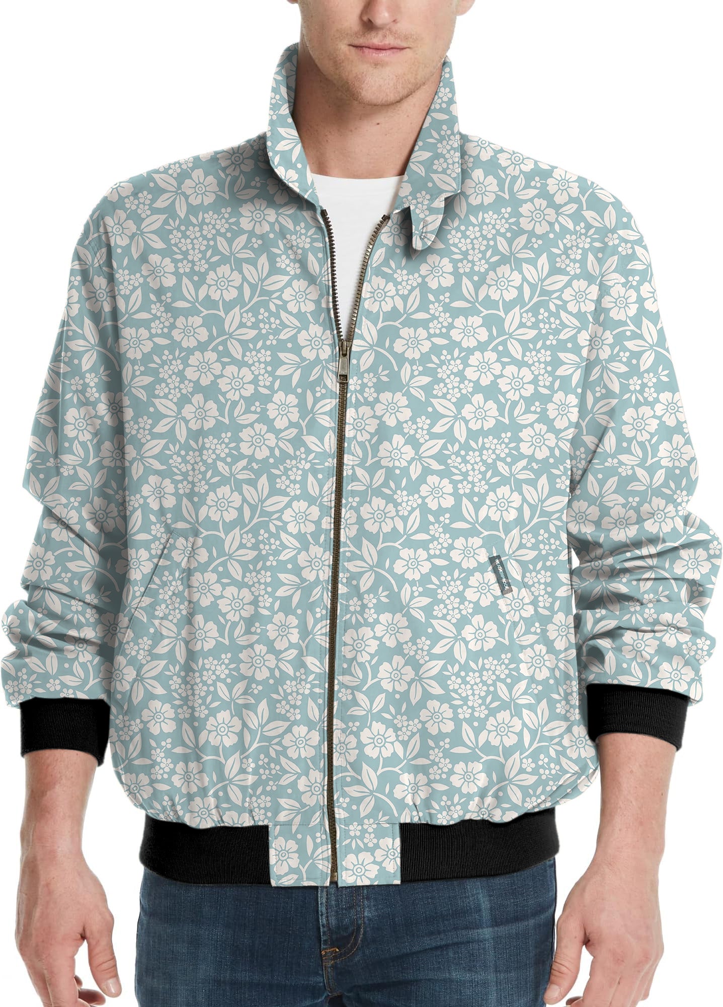 Relaxed Blue Floral-Men's Golf Windbreaker Light Jacket