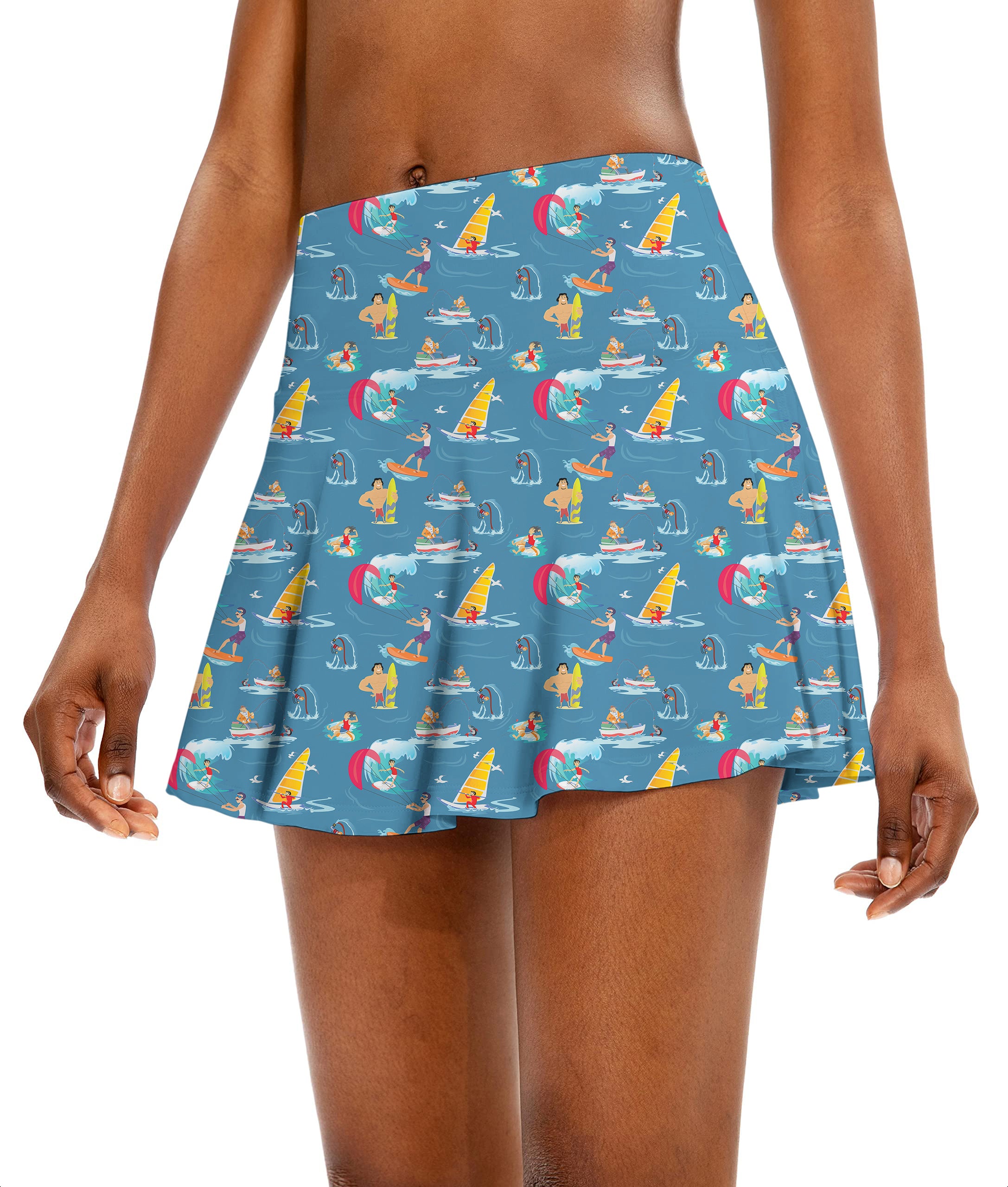 Sailboat Ocean Play Women's Athletic Golf Skorts Flared Skirts