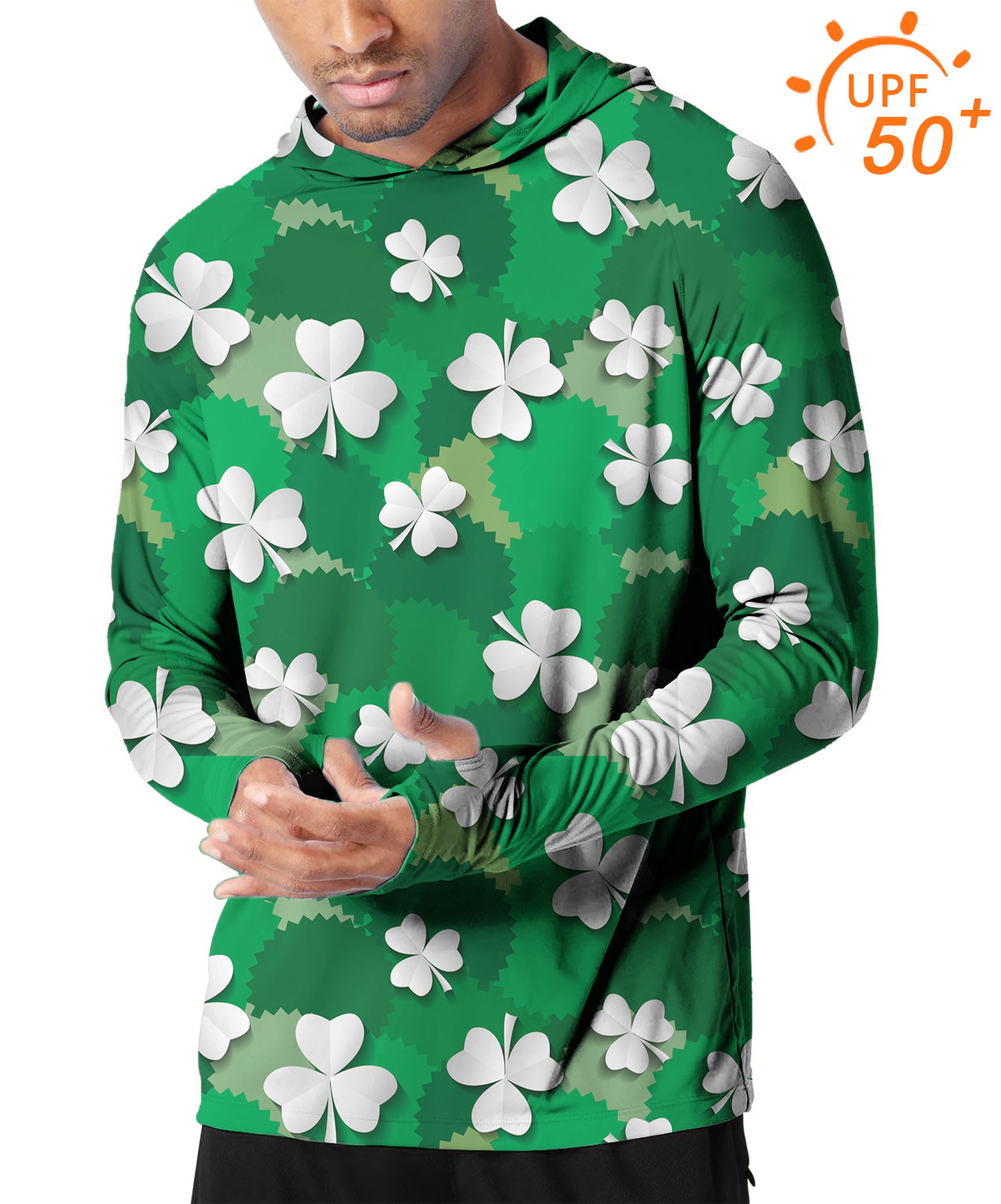 Men's Outdoor Leaf clover St. Patrick's Day Golf Sun Protection Slim Fit  hoodies