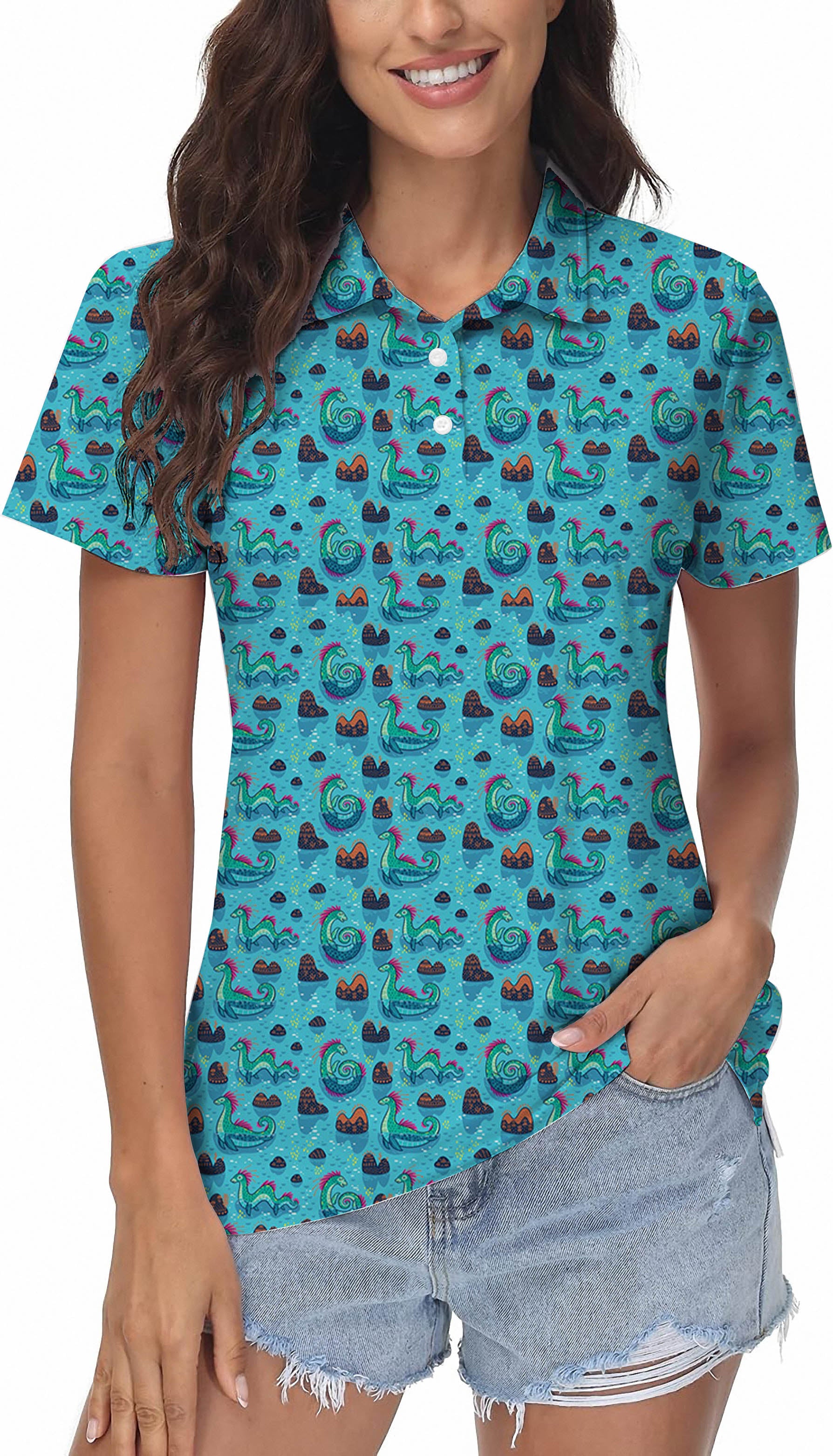 Women's Loch Ness Monster Golf Polo