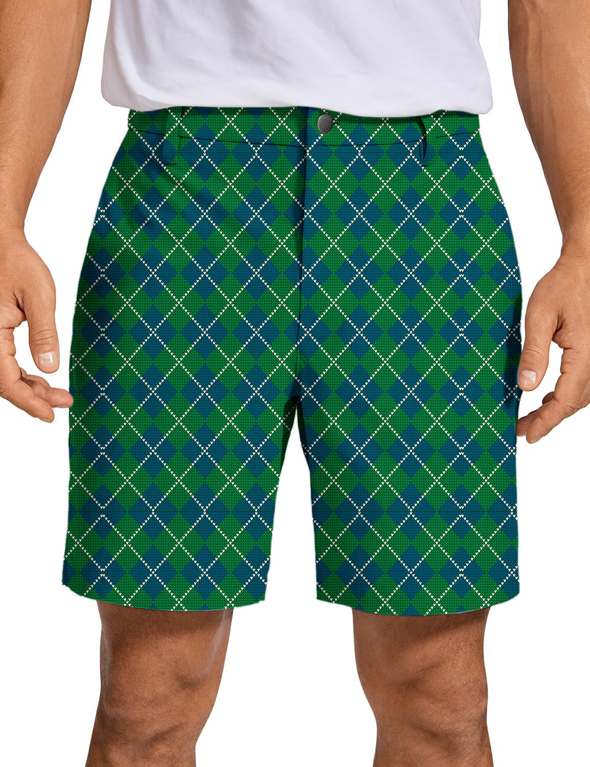 Men's Green grid Golf Shorts