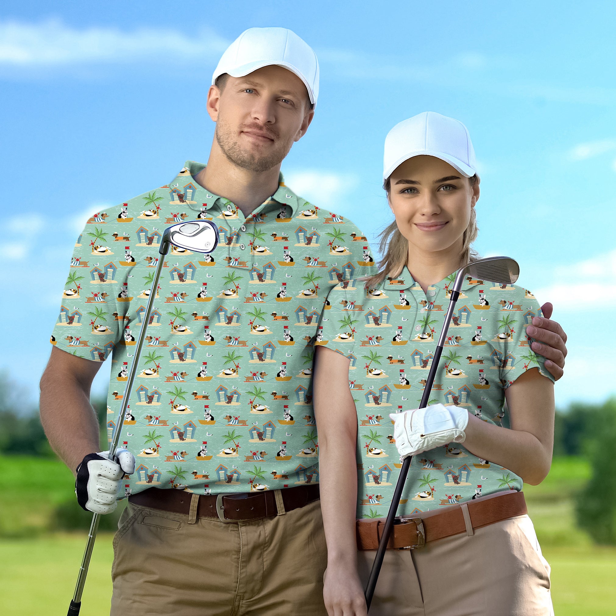 Golf Polo Couple Family set Dog Vacation tournament