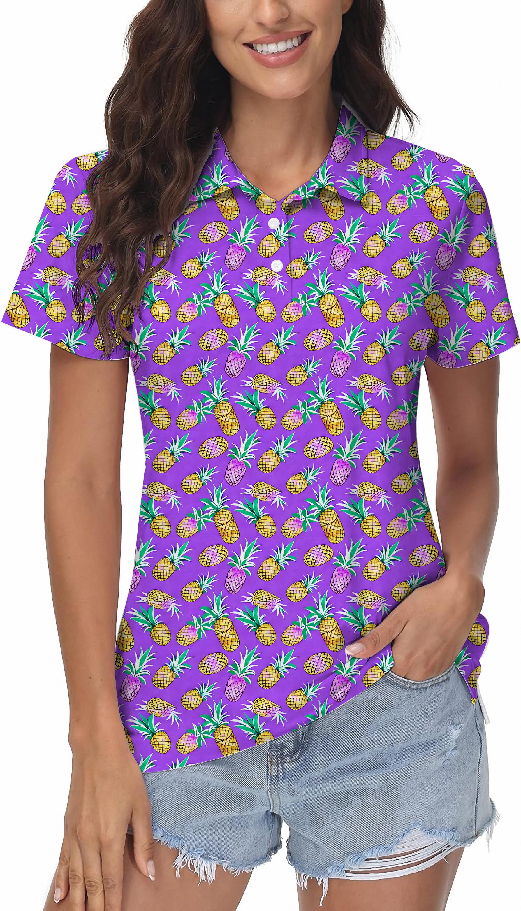 Purple Pineapple Women's Golf Polo