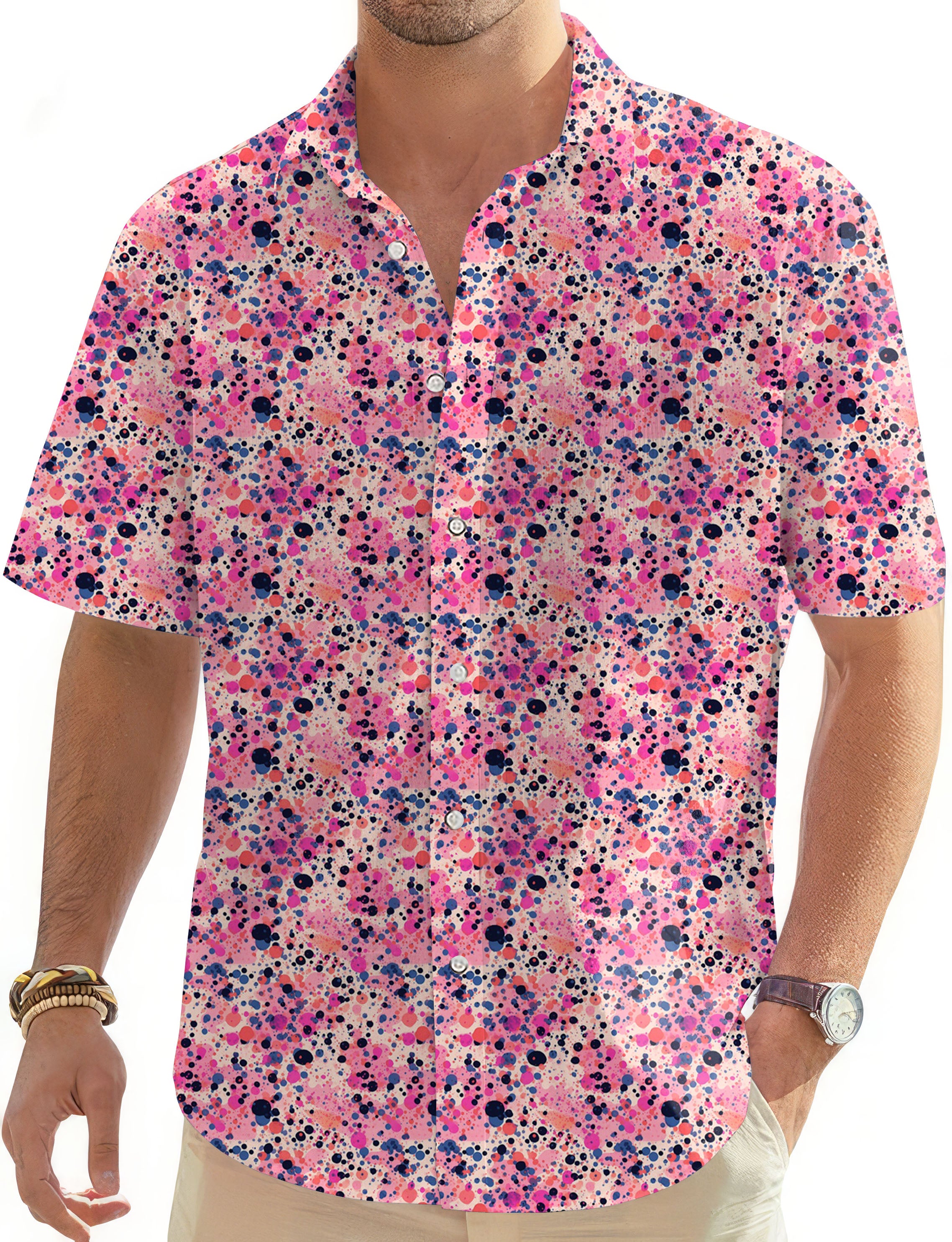 Fuchsia Fusion-Men's Golf Hawaiian Shirts Button Down Shirt
