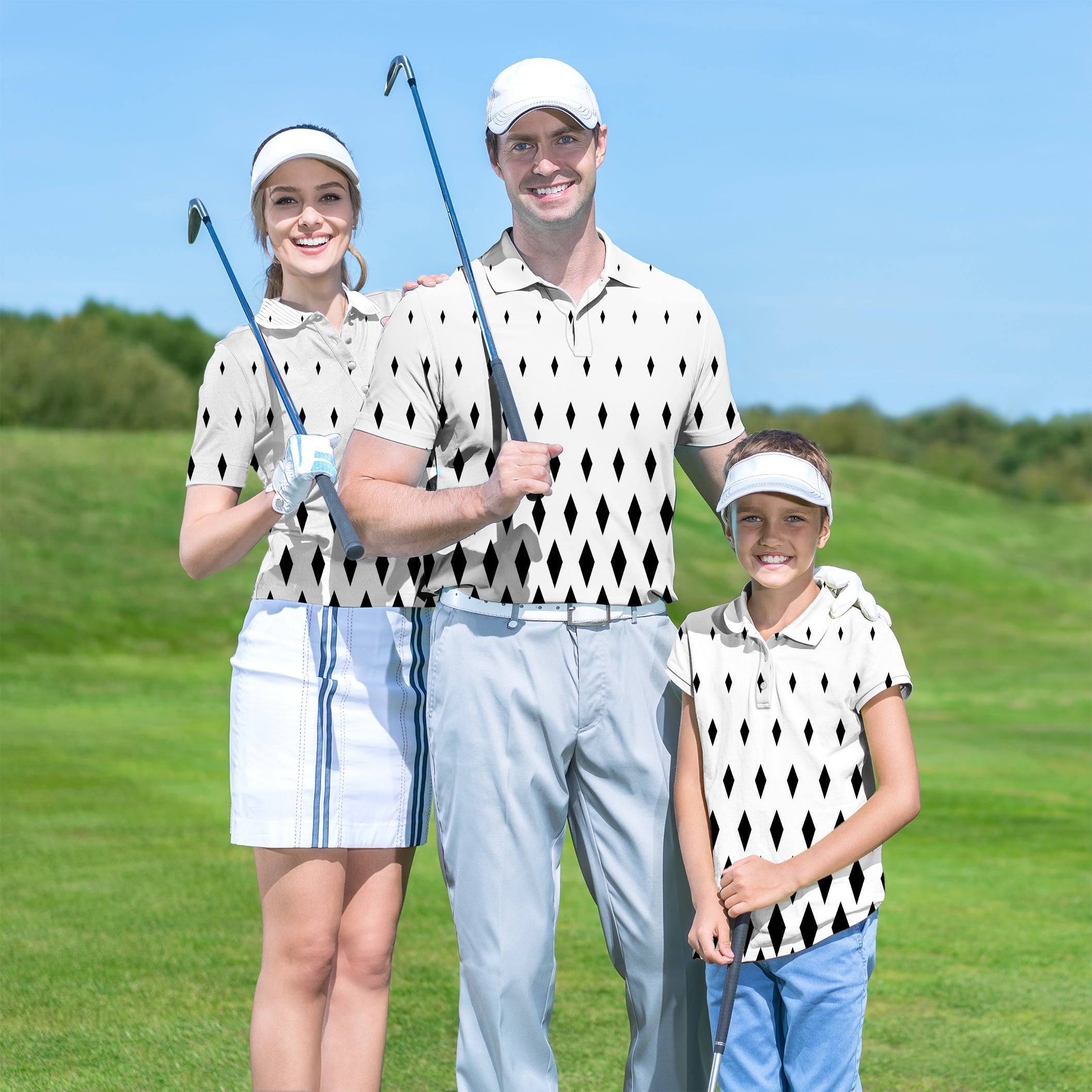 Golf Polo Family set White Black Gradient