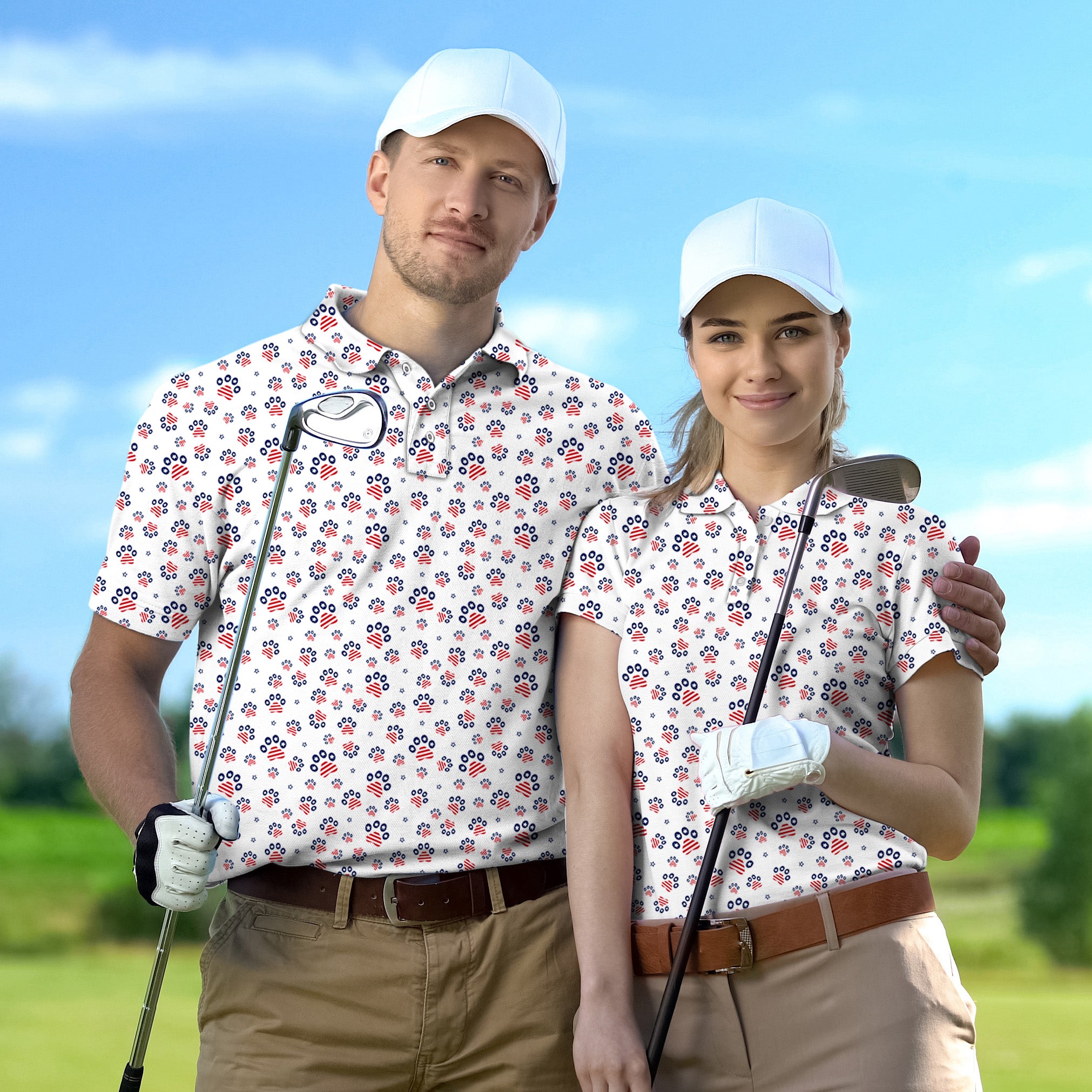 Golf Polo Couple Family set PAW SITIVLEY PATRIOTIC USA tournament