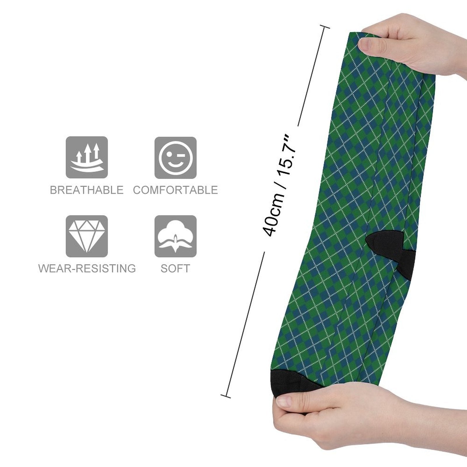 Green grid Prined socks Gifts for Men Women