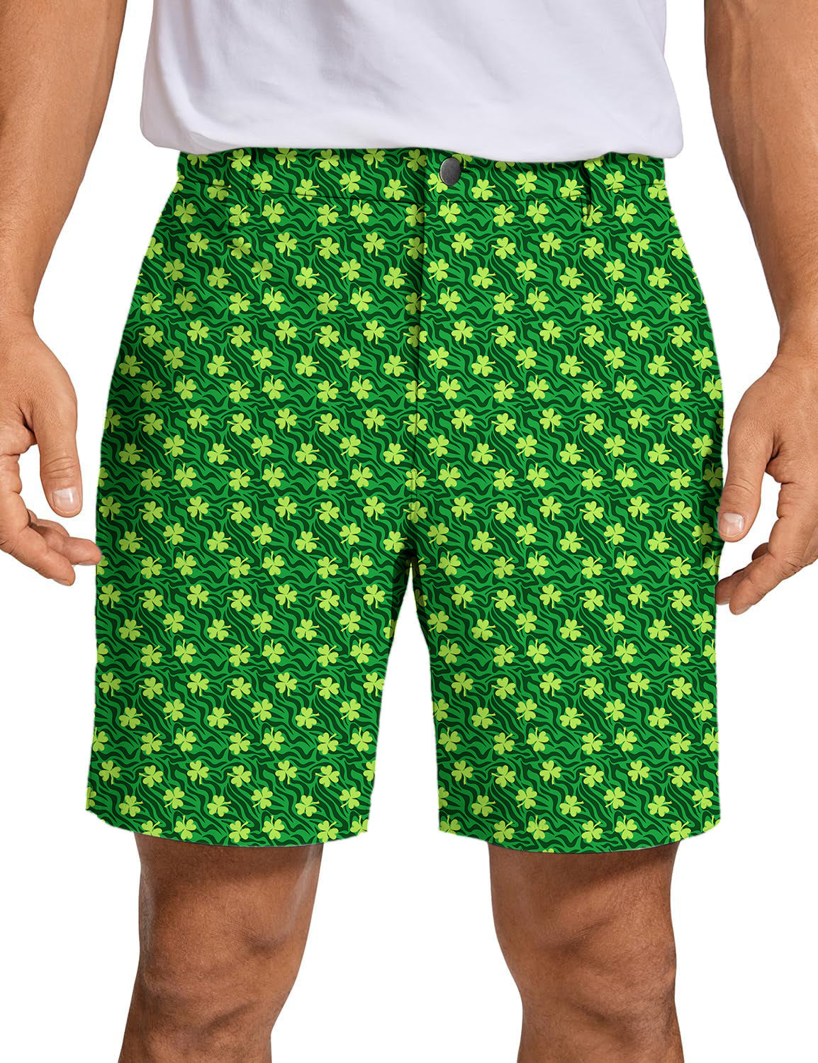 Men Leaf clover Green zebra St. Patrick's Day Golf Shorts