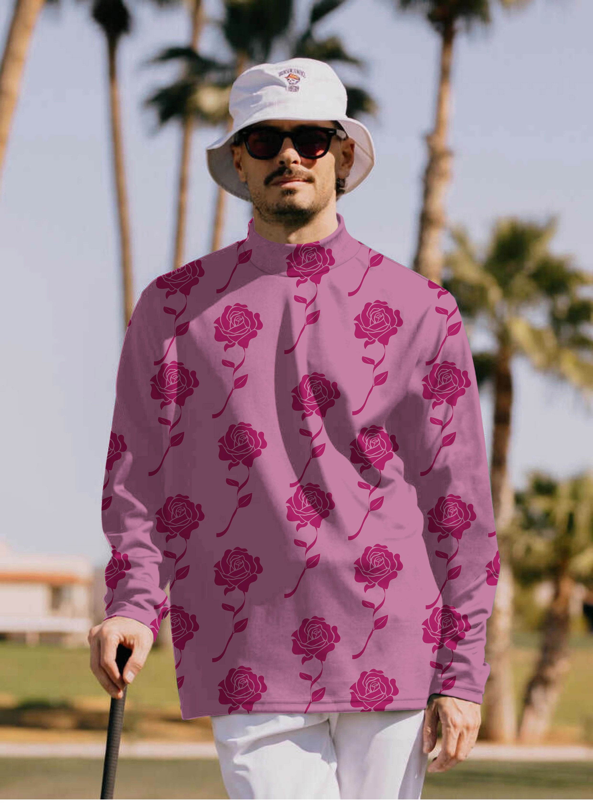 Men's Red Roses Limited Edition Pullover High neck Long/Short sleeve T-Shirt