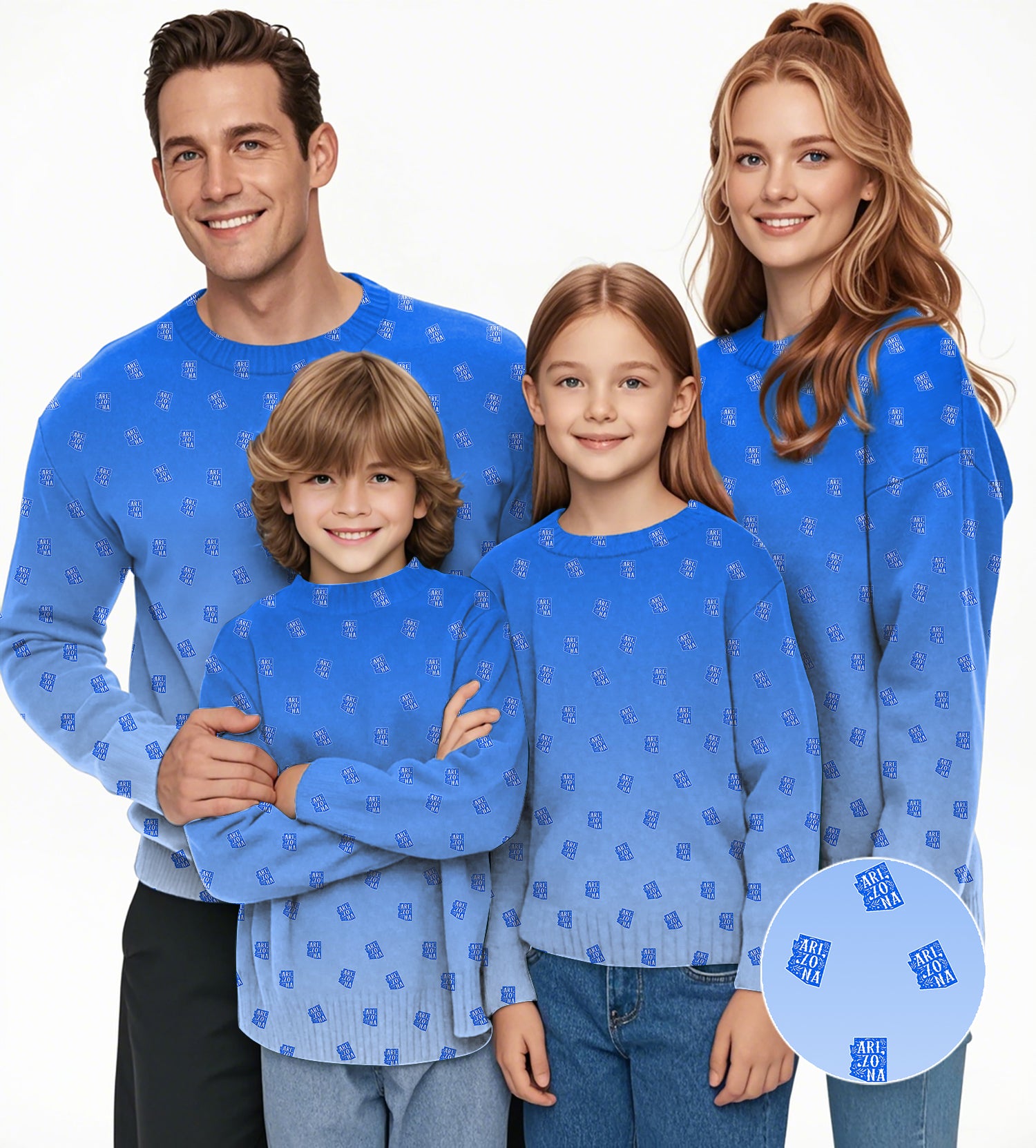 Blue Arizona Crewneck Pullover Ugly Sweater Men Women boy girl family