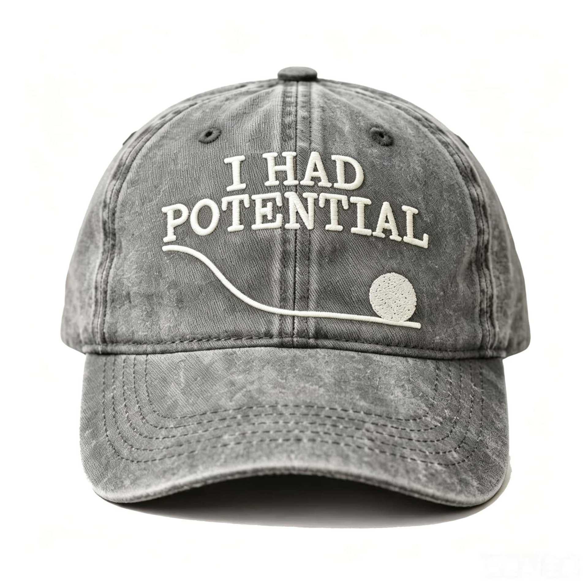 Embroidered I Had Potential Golf  White Name Hats