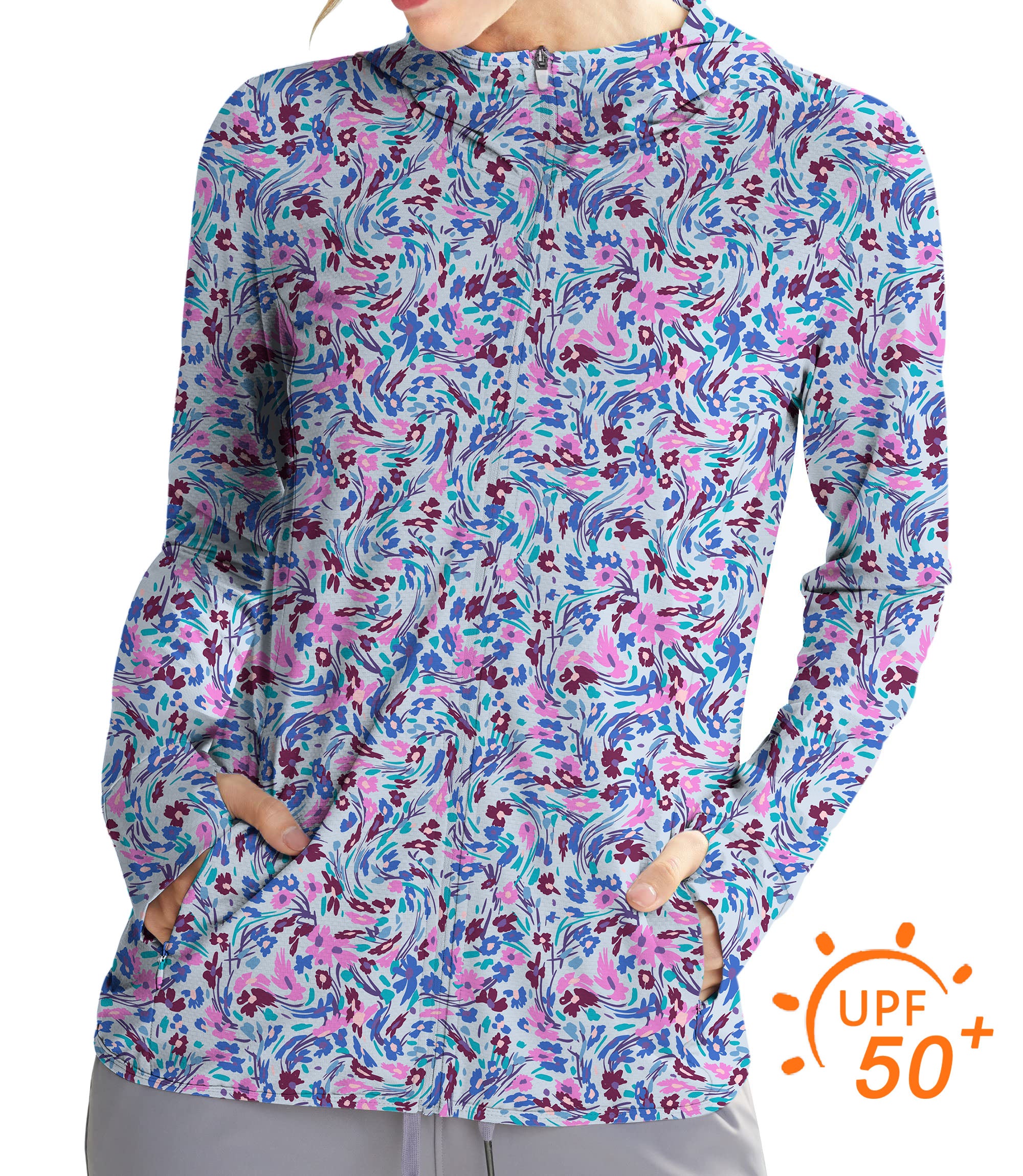 Women's Outdoor Flower Twist Golf Sun Protection Slim Fit zip hoodies