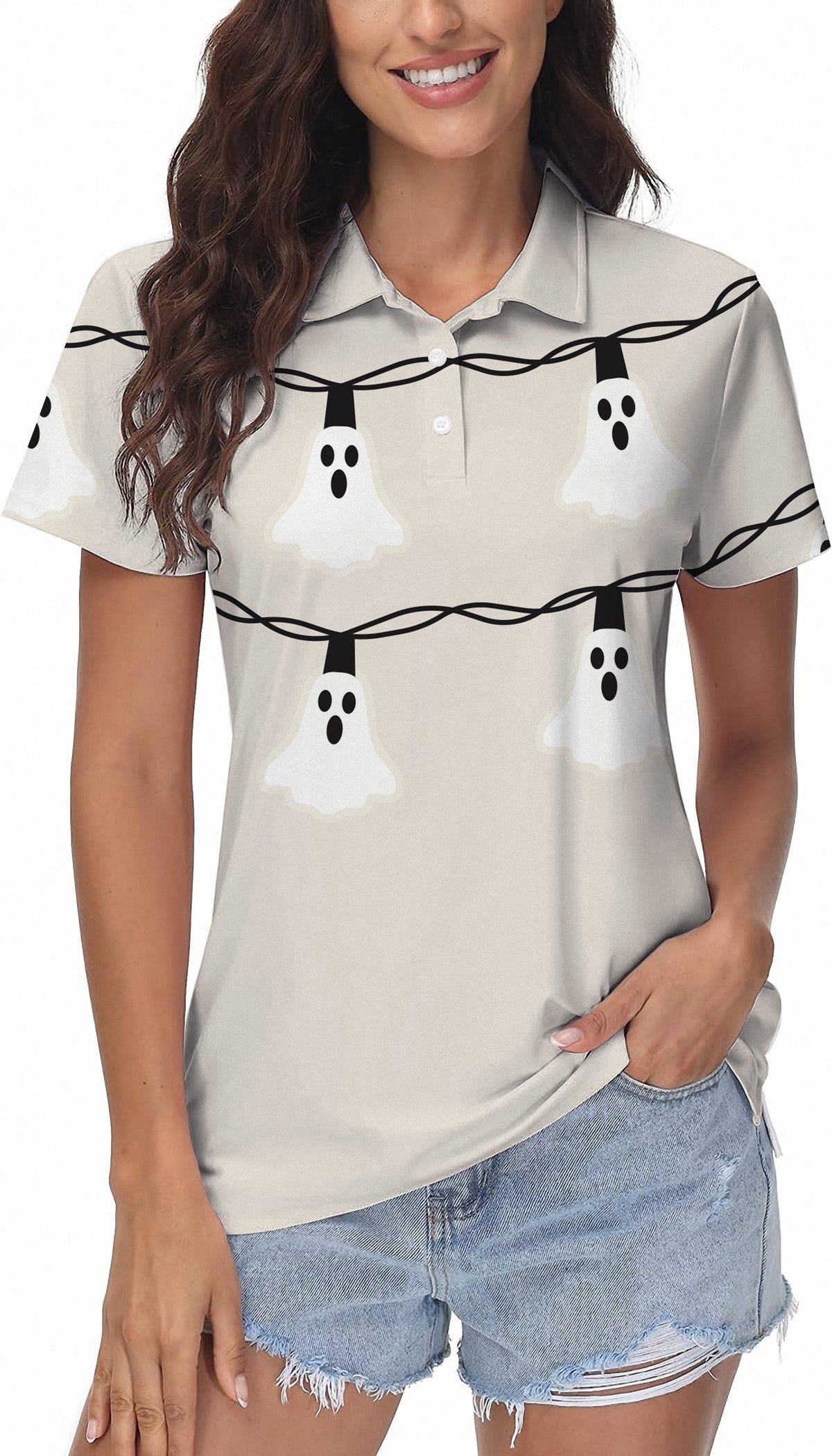 Halloween Ghost Light Women's Golf Polo