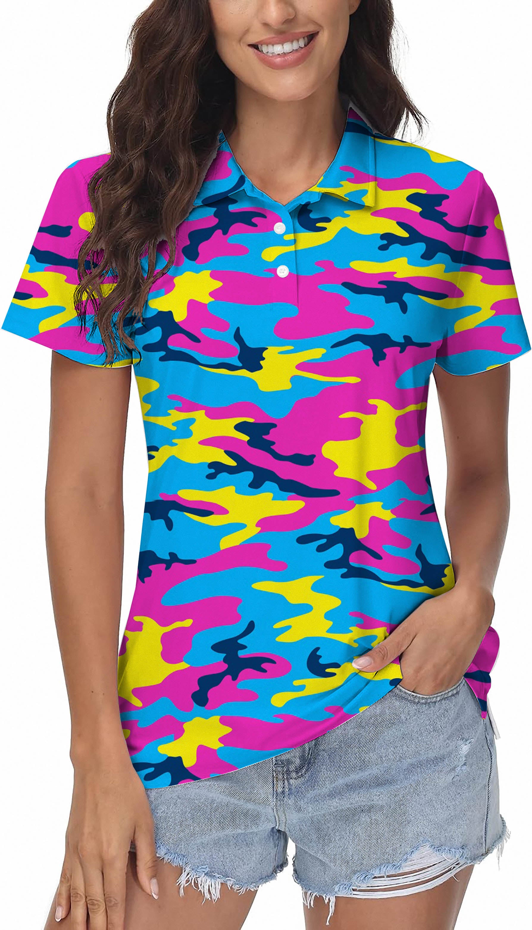 Neon Camo Women's Golf Polo