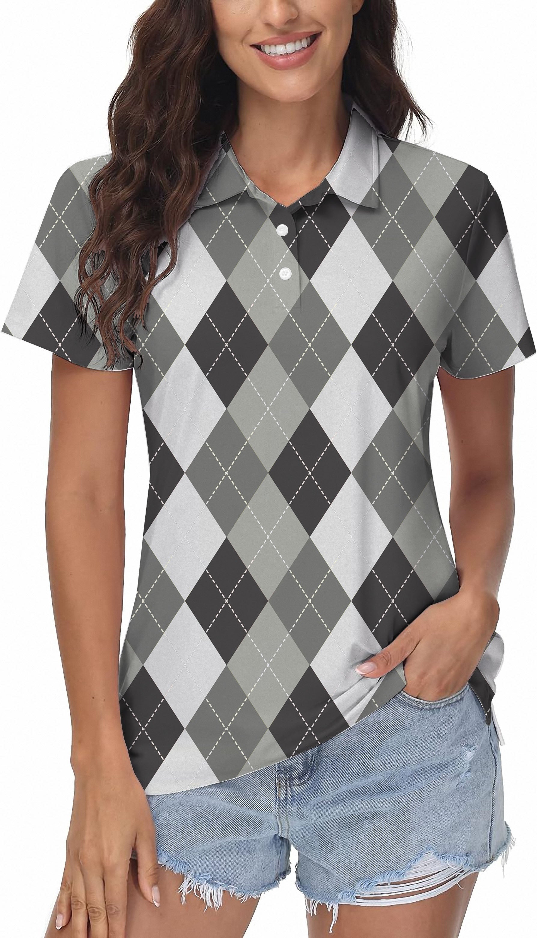 grey Argyle Women's Golf Polo