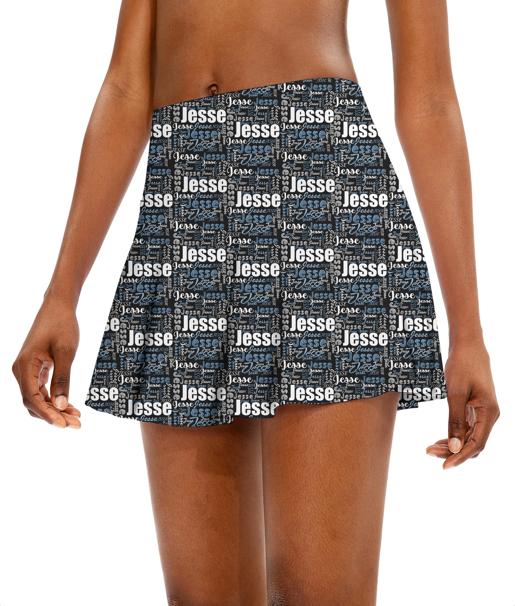 Custom name black Women's Athletic Golf Skorts Flared Skirts