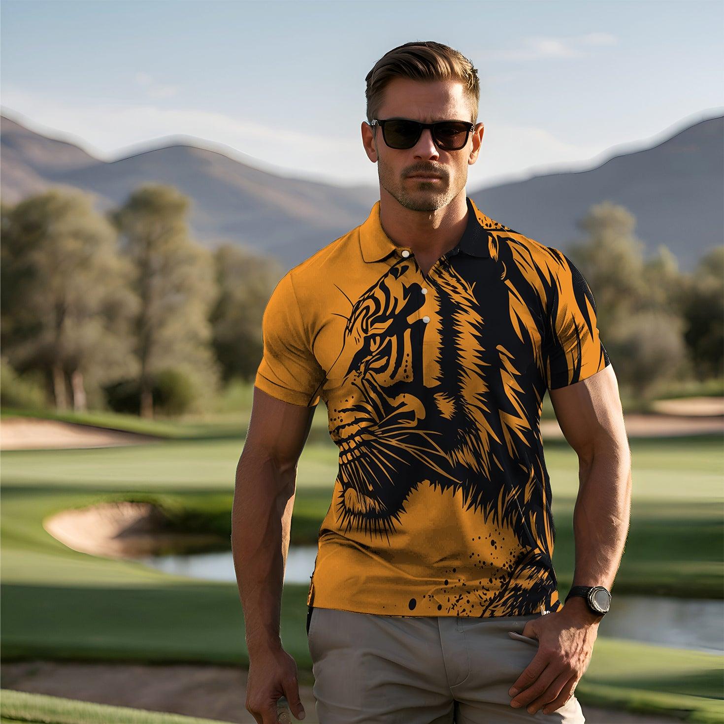 Men's golf polo tiger shirt