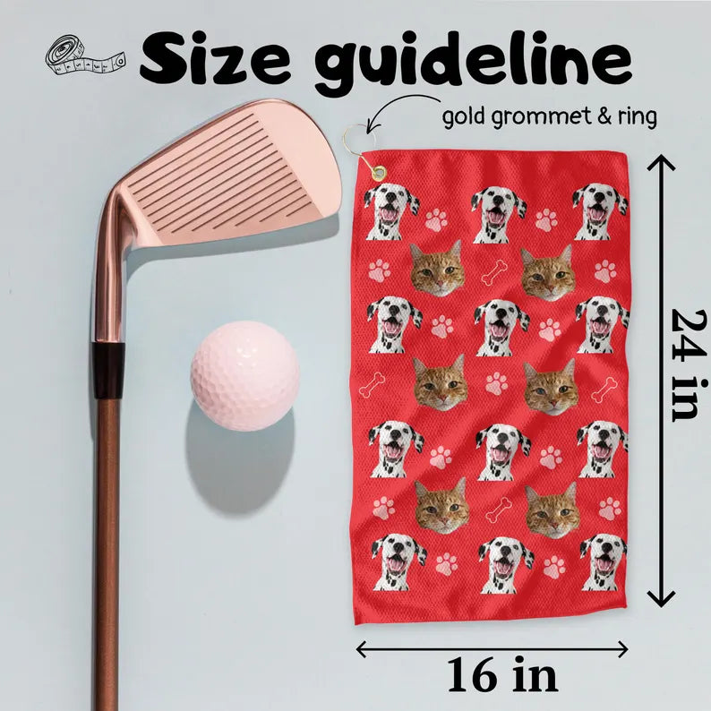 Custom Pet Waffle Golf Towel, Funny Dog Face Photo on Golf Towel Gift