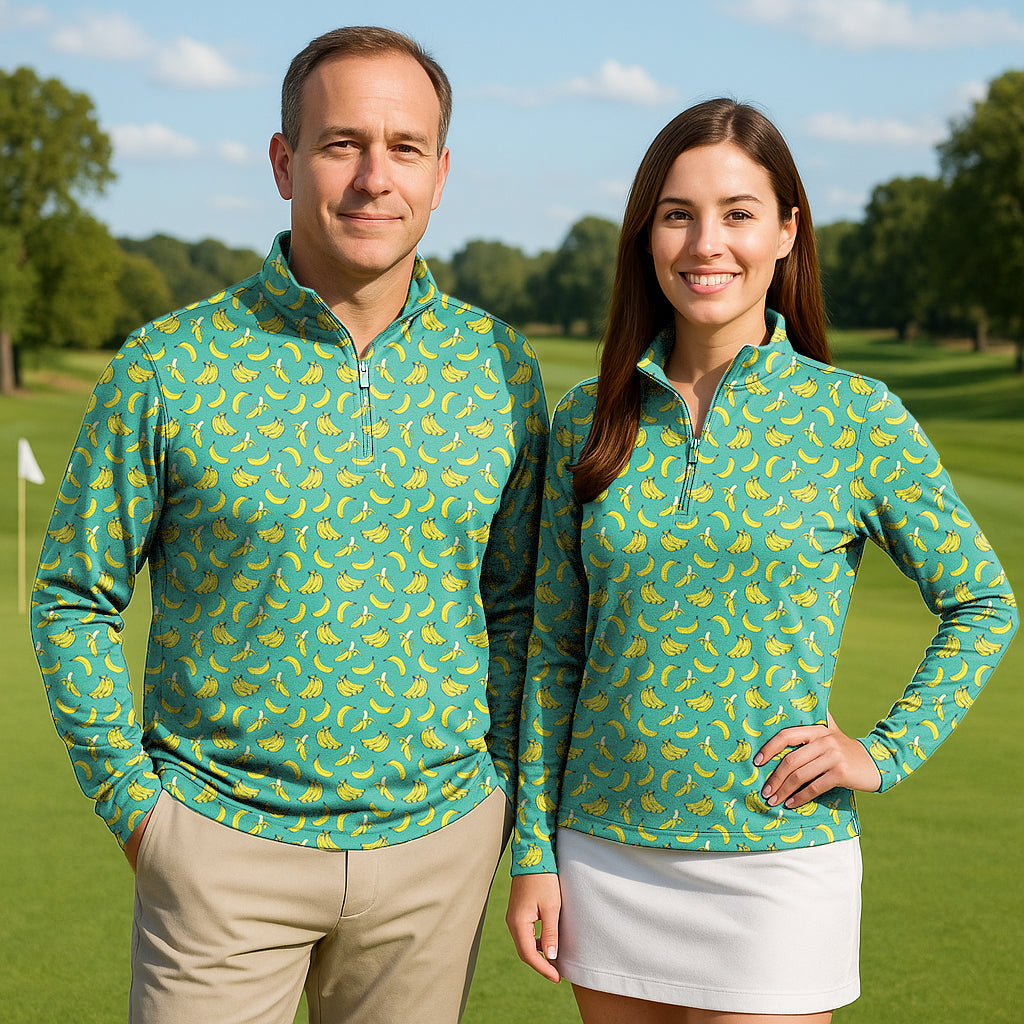 Banana Summer Couple Golf Active 3/4 Zip Top