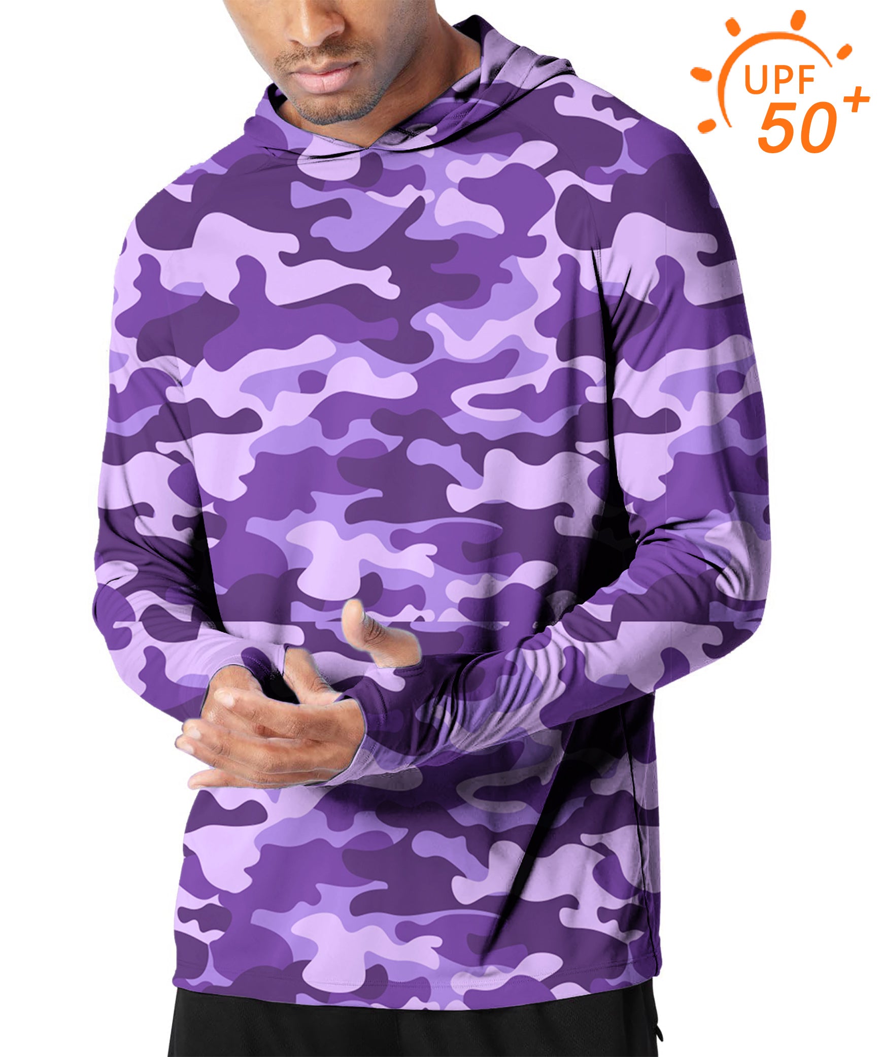 Men's Outdoor Purple Camo Golf Sun Protection Slim Fit  hoodies