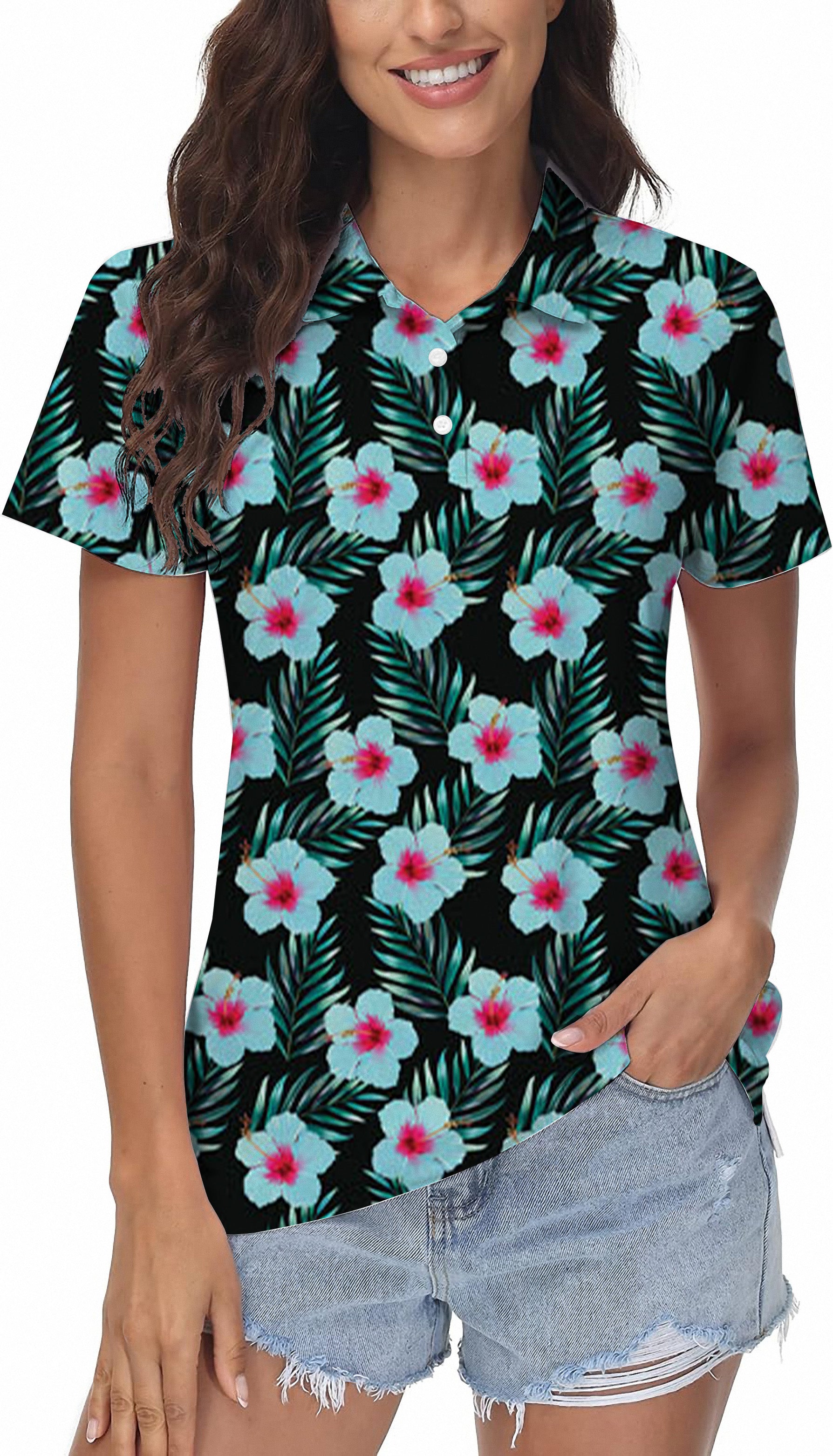 Tropical Flowers Women's Golf Polo