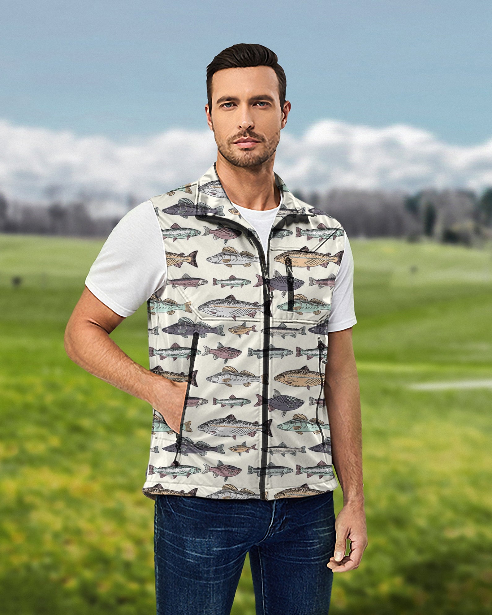 Men's Master Baiter Lightweight Softshell Vest Sleeveless Jacket for Golf