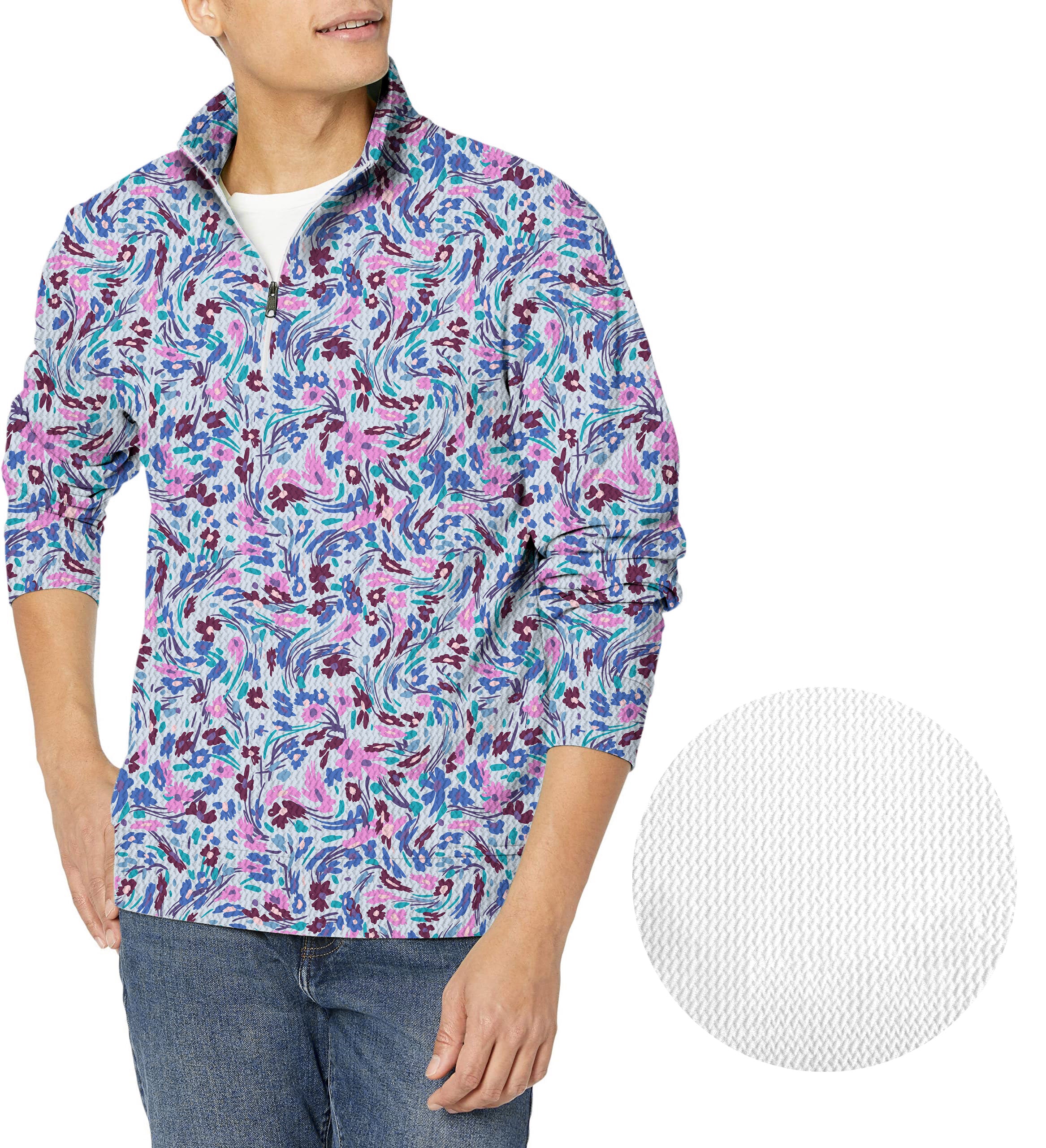 Flower Twist-Men's Golf Waffle Zipper Pullover