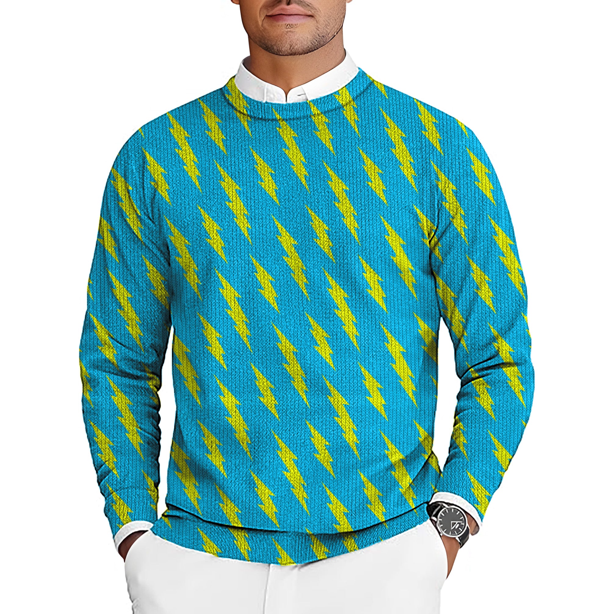 Lightning Links Men's Golf Crewneck Pullover Sweaters Ugly Sweater